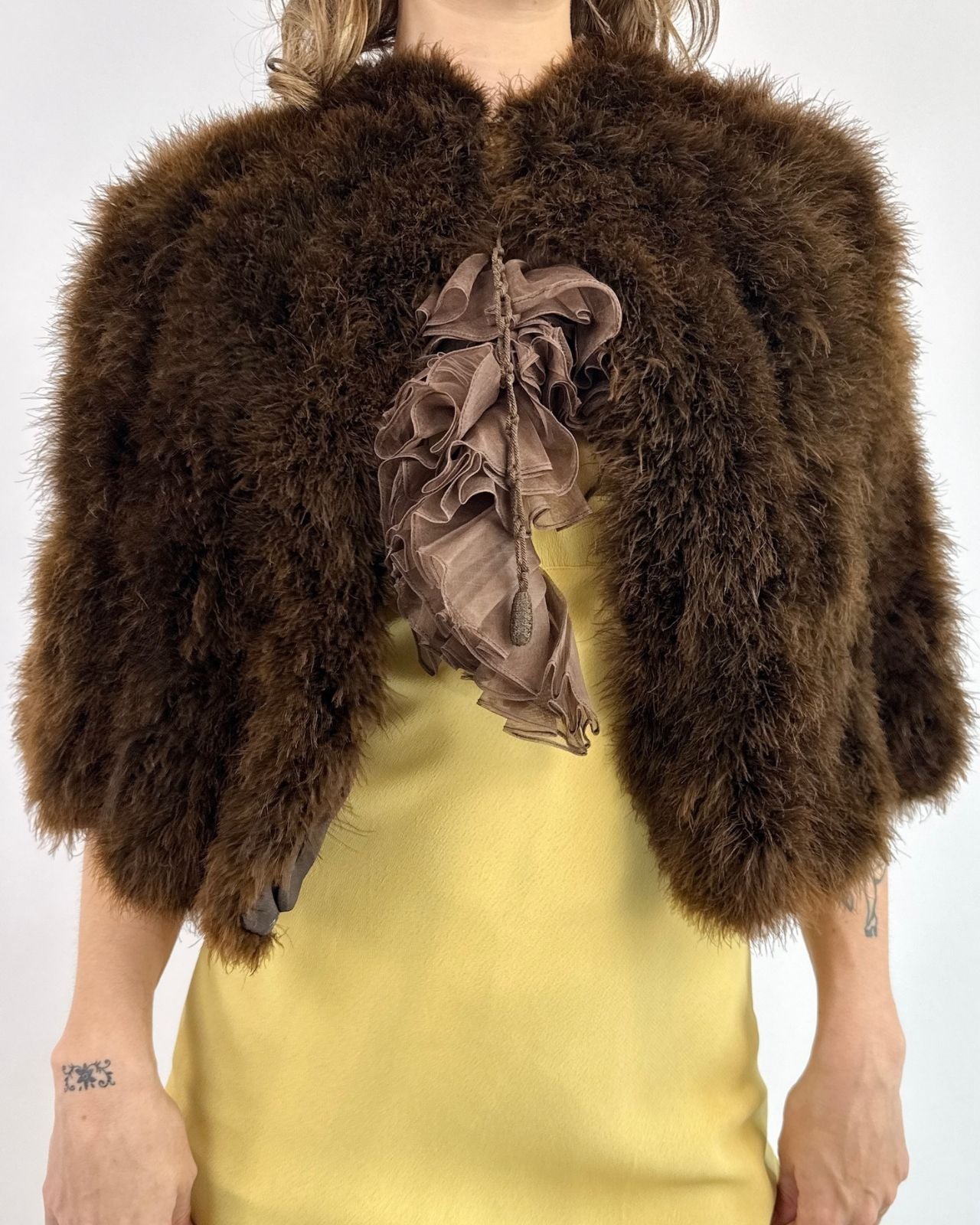 1940s Frosted Feathers Marabou Capelet