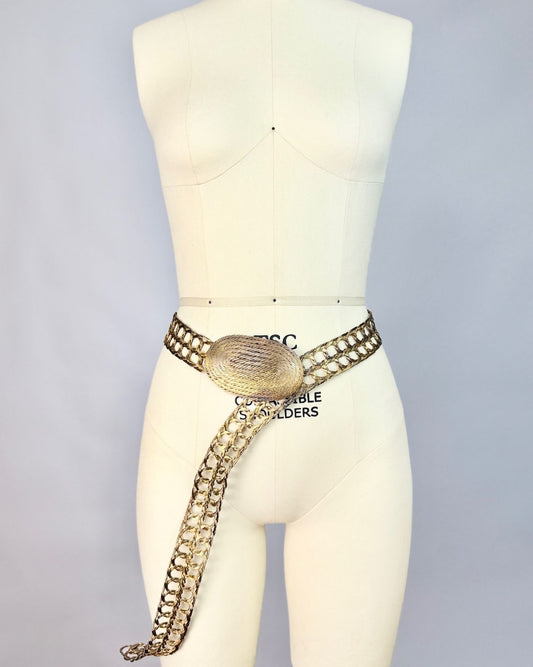 Woven Golden Metallic Waist Belt
