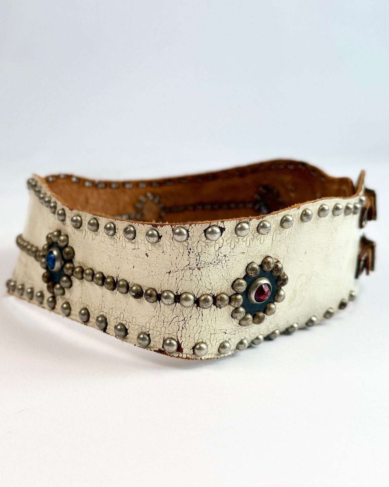 1950S White Studded Biker Kidney Belt