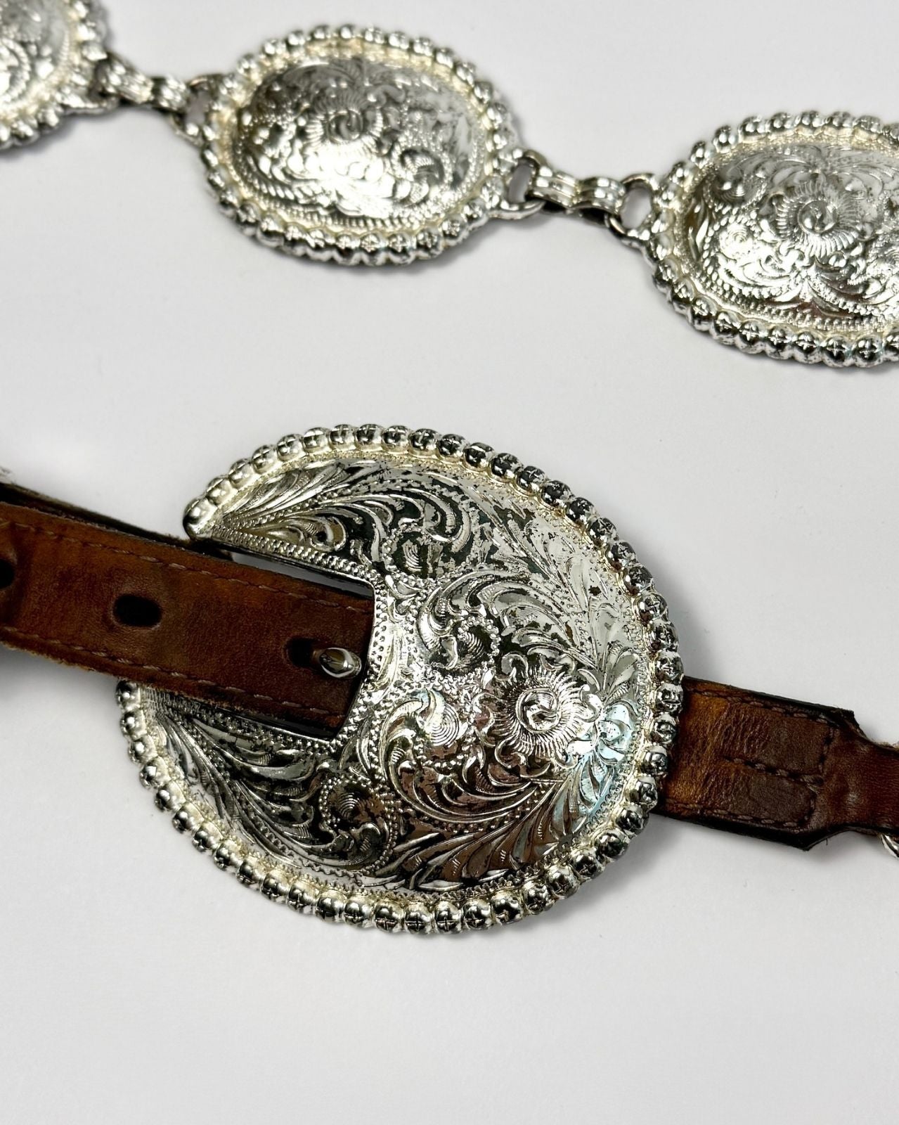 Thin Brown Concho Belt