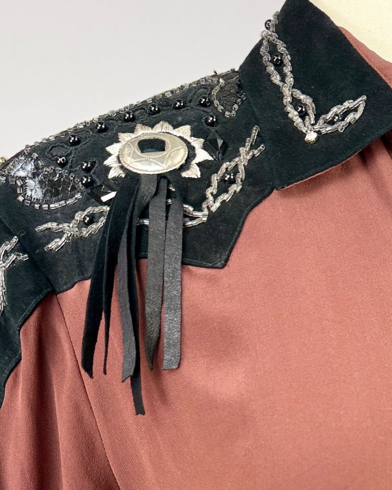 Western Embellished Silk Top