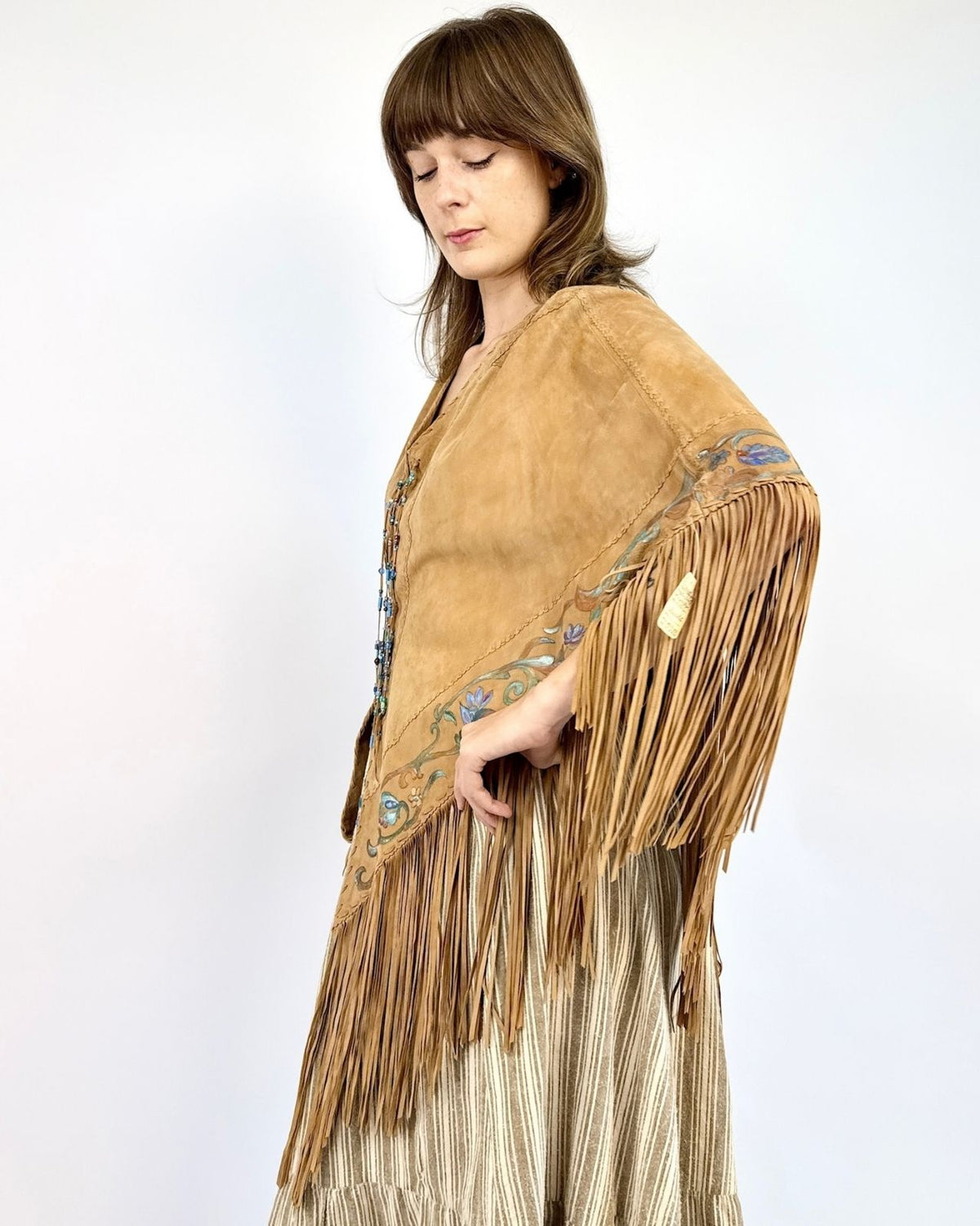 Gossamer Wings Luminous Blooms Suede Poncho