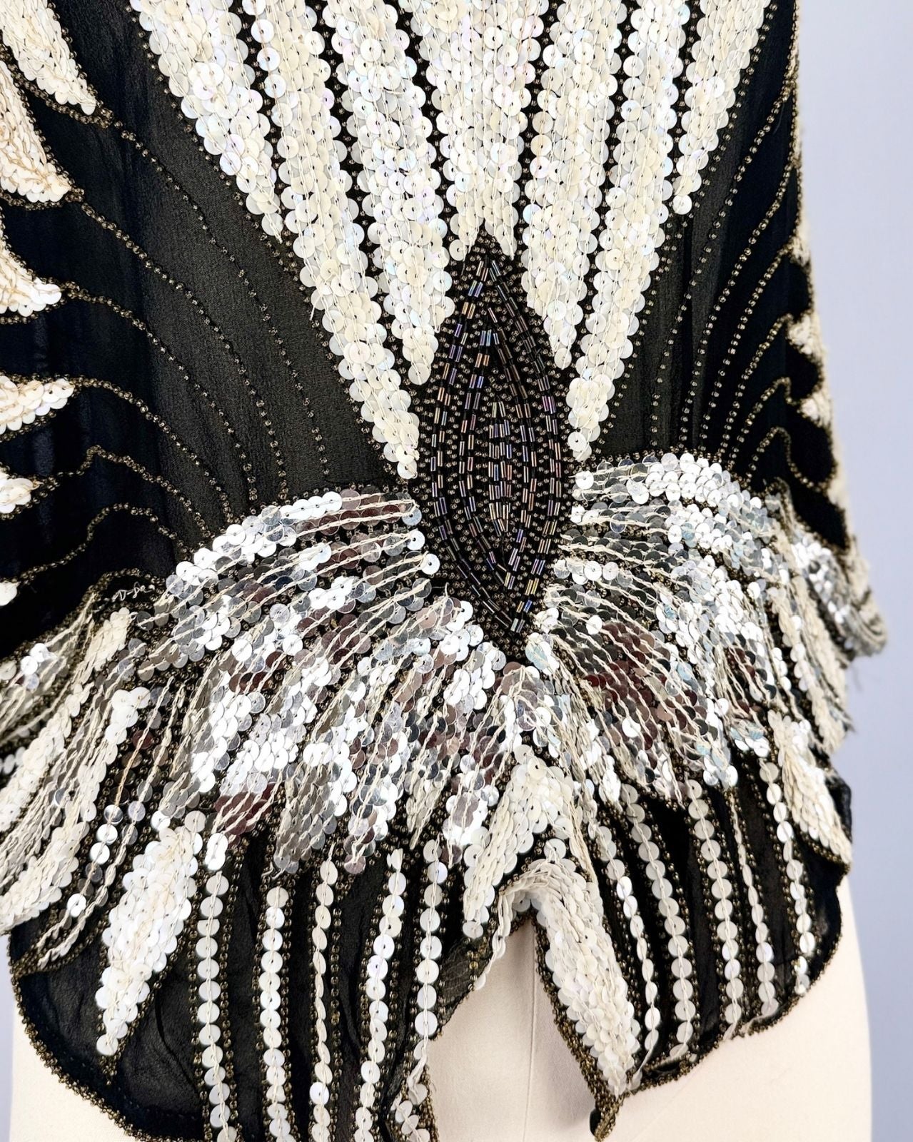 Shomax Black and Silver Butterfly Sequin Blouse