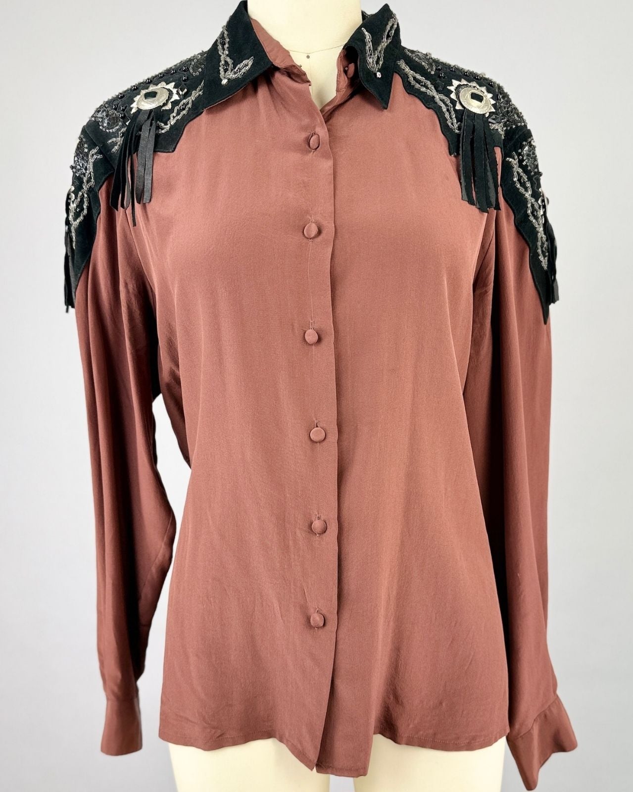 Western Embellished Silk Top