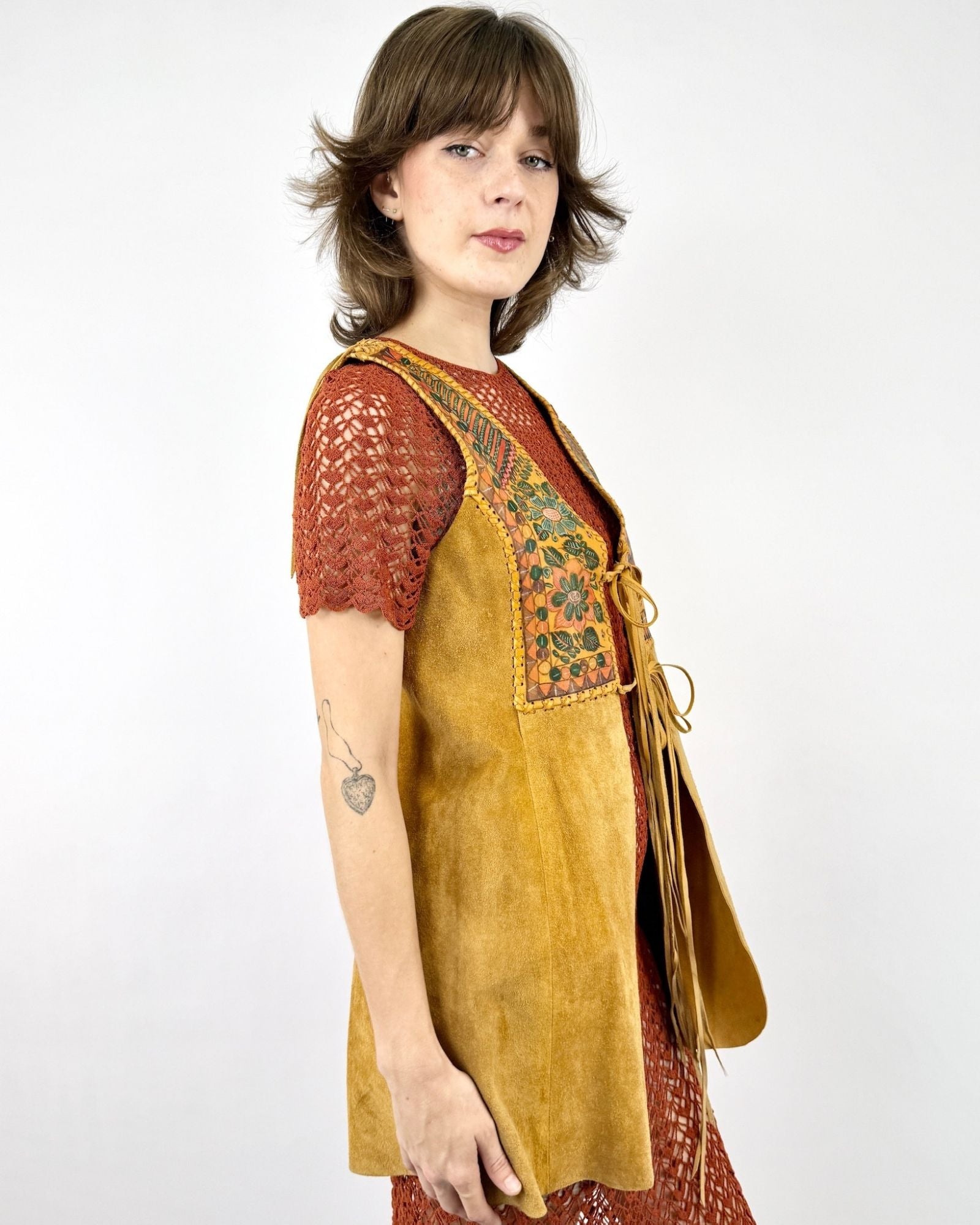 Sweet n' Suede Char Longline Vest