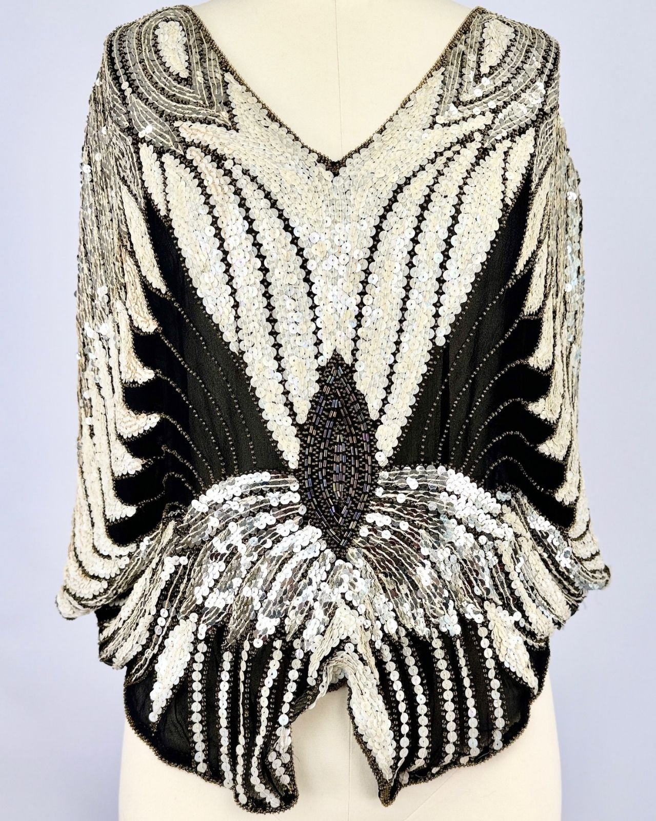 Shomax Black and Silver Butterfly Sequin Blouse