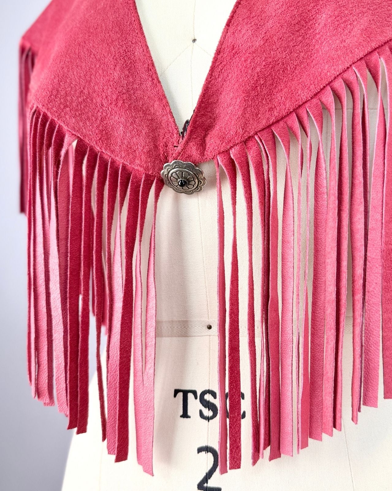 Red Suede Fringe Collar