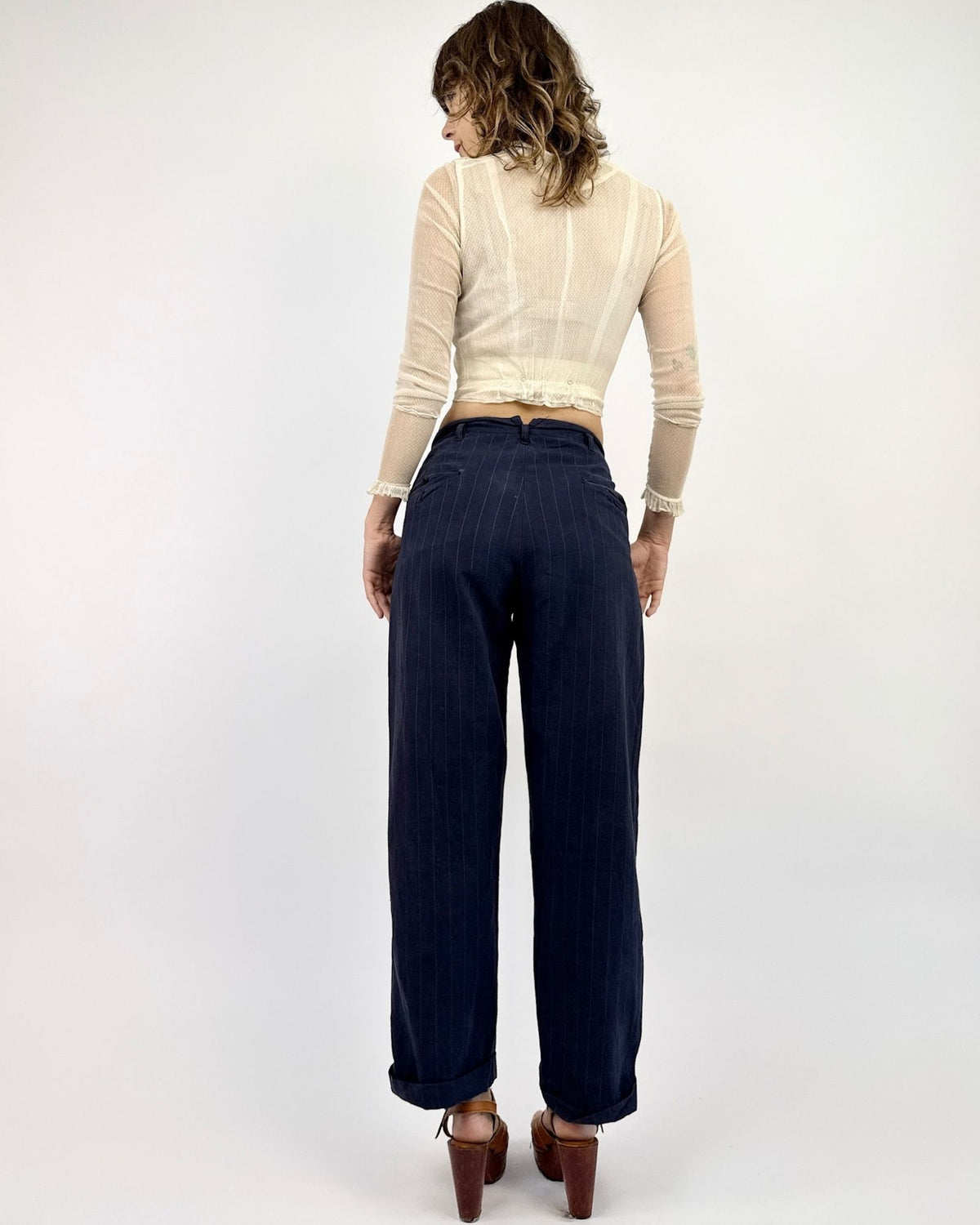 1920s Easy Livin' Navy Striped Trousers