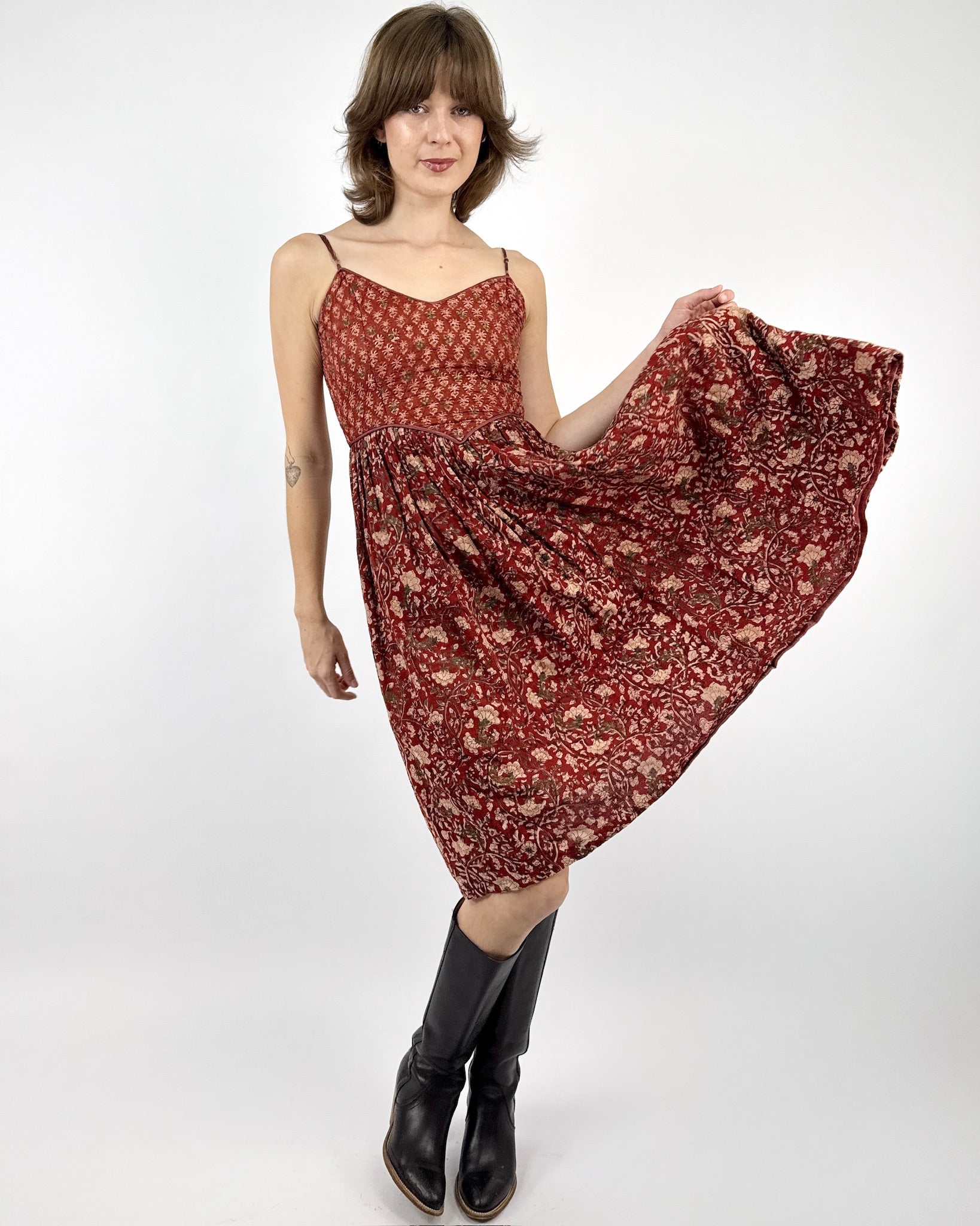 Anokhi Maroon Indian Cotton Dress