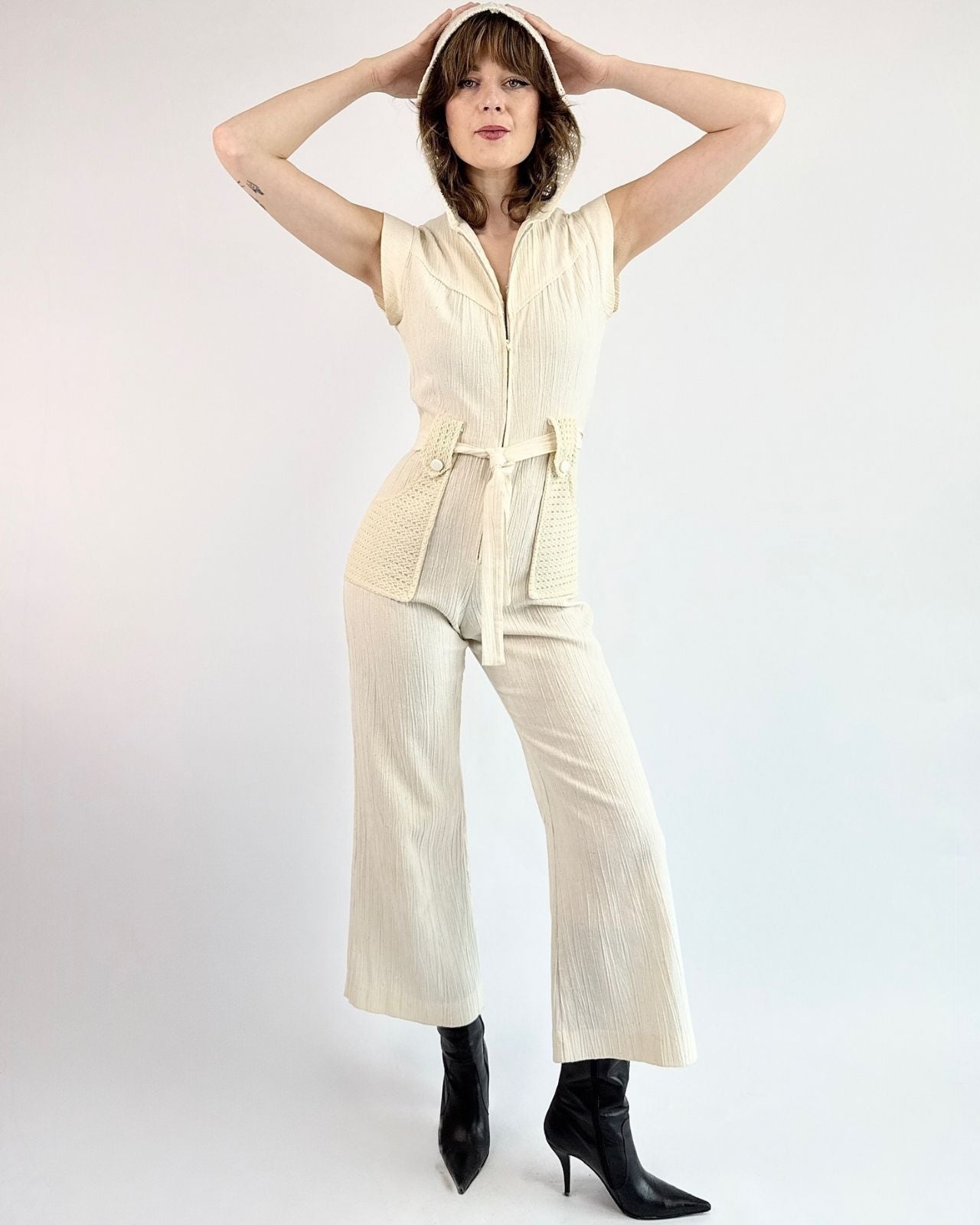 70s Cream Gauze Jumpsuit