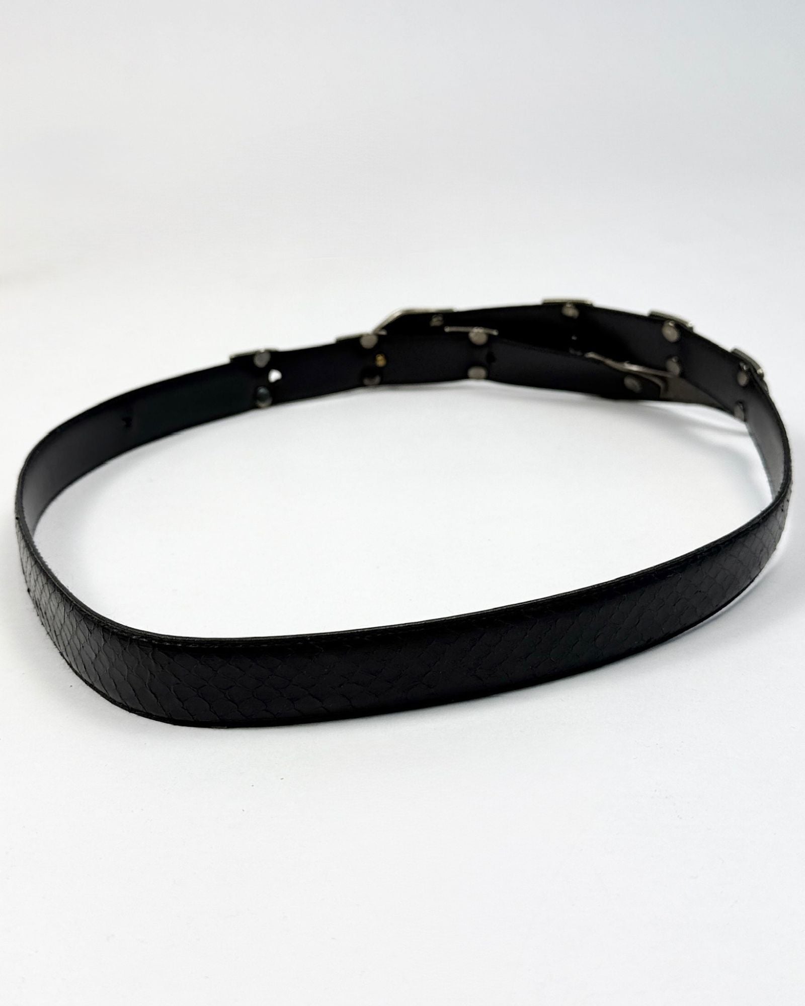 Thick Black Leather Snake Belt