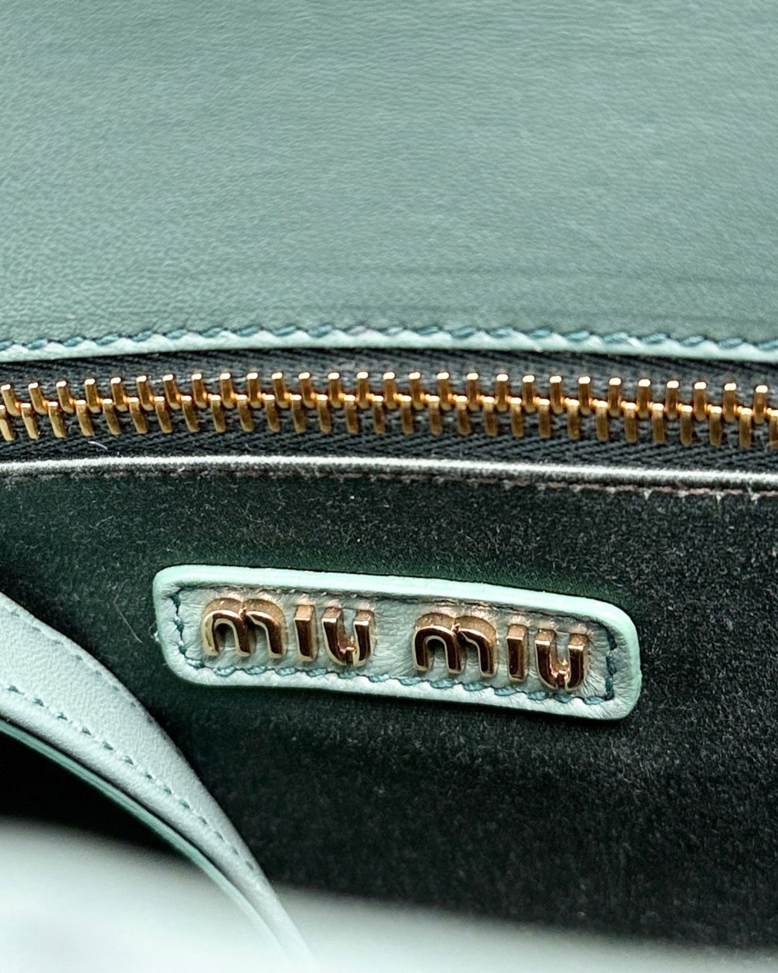 Miu Miu Matelassé Nappa Leather Tote In Sage Green