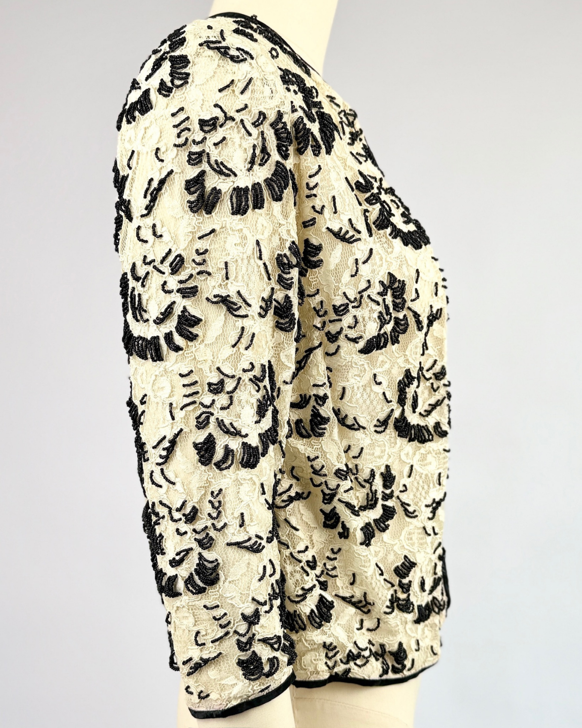 1950s Black and White Beaded Cardigan