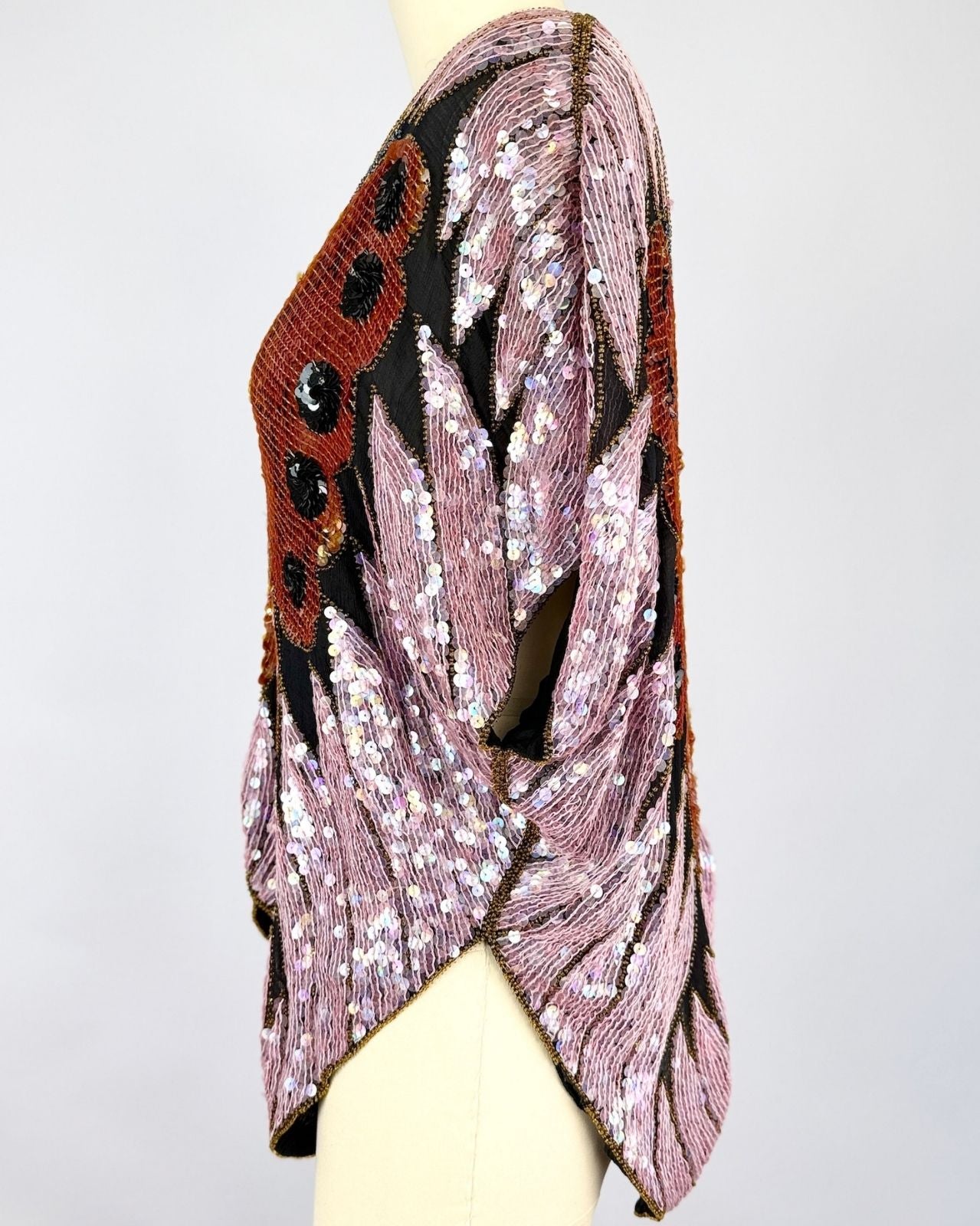 Pink and Orange Sequin Butterfly Blouse