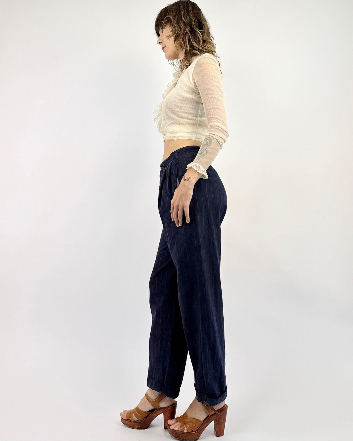 1920s Easy Livin' Navy Striped Trousers