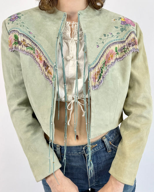 Raining Petals Suede Beaded Jacket