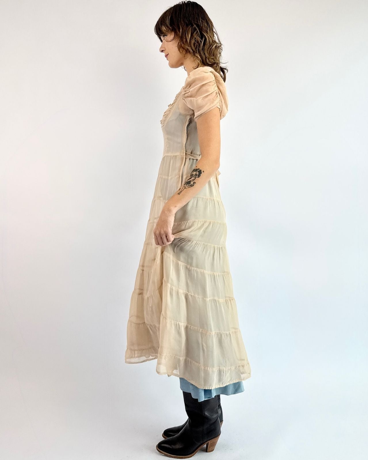 1930s Amoureux De Toi Chiffon Dress