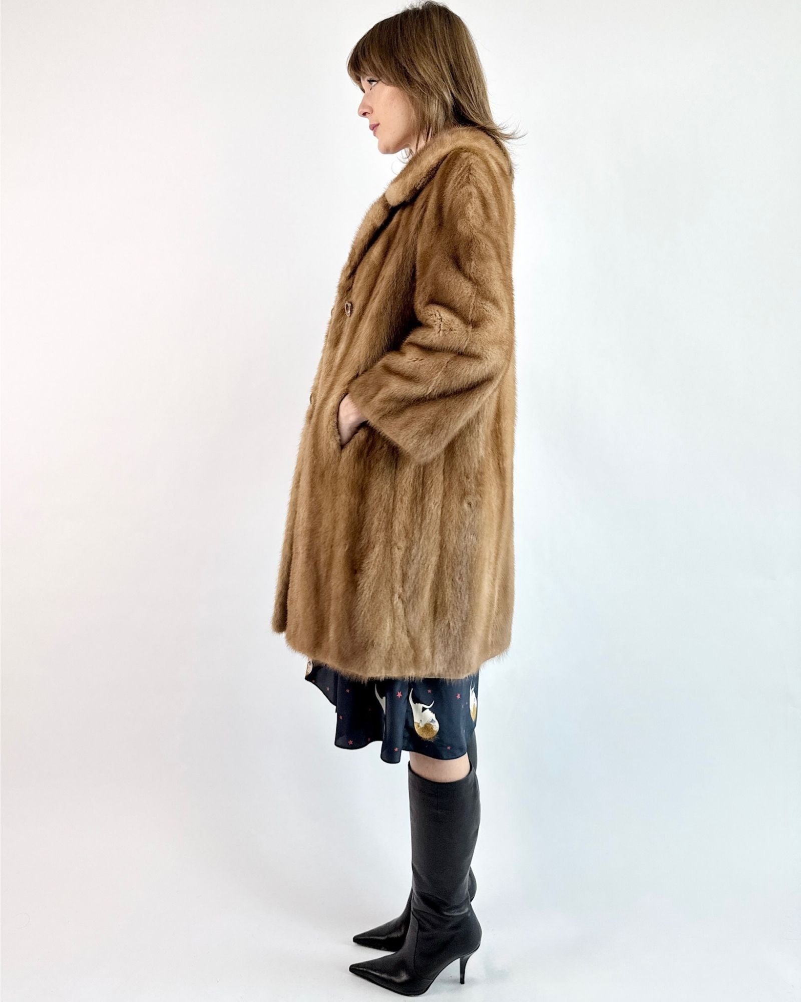 Scenic Drives Brown Mink Car Coat