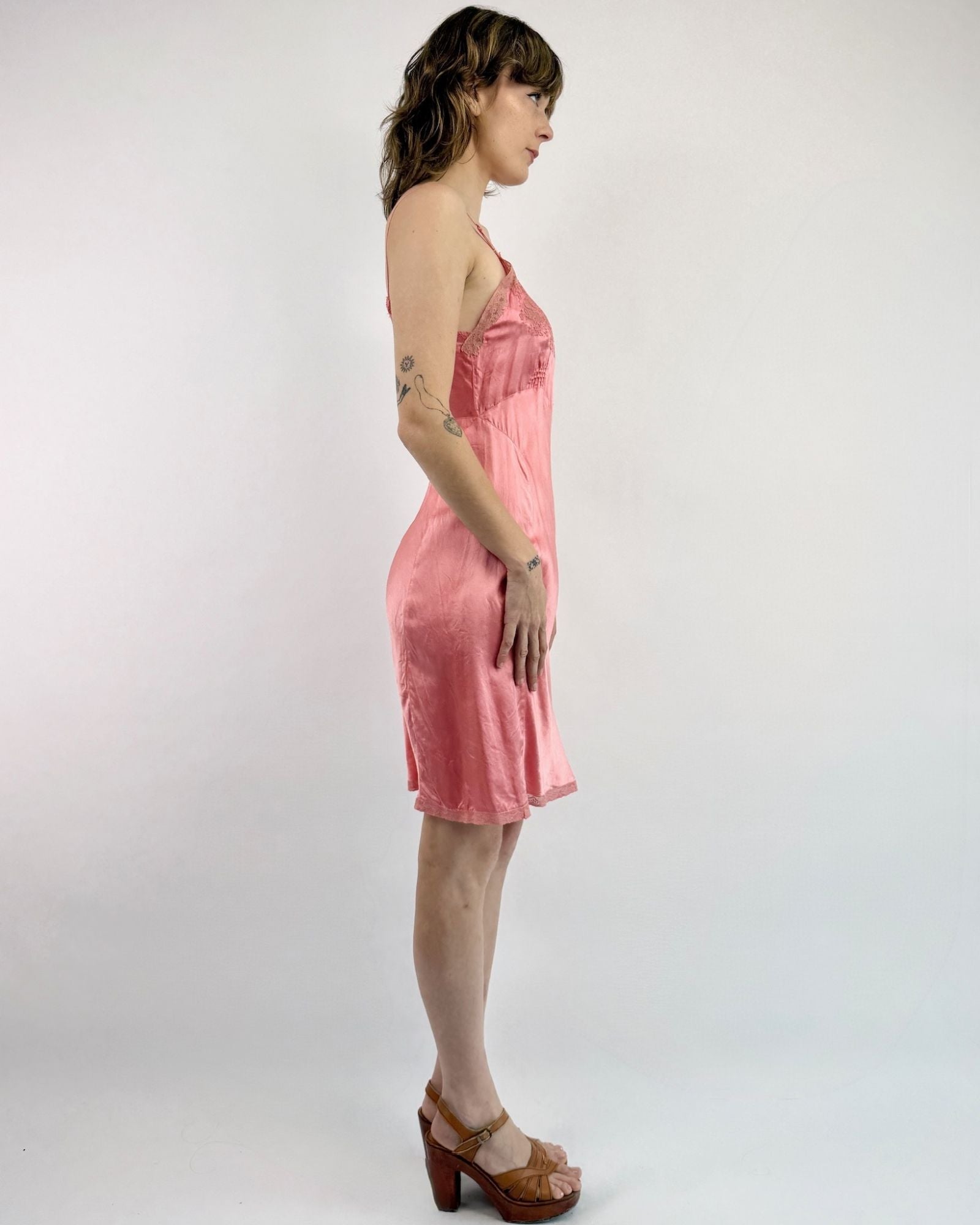 1940s One of Those Nights Silk Satin Slip Dress