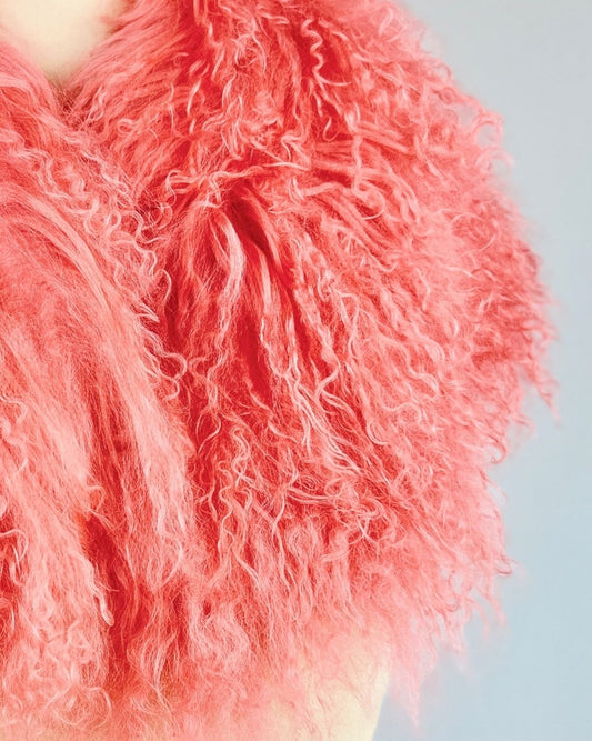 Pink Mongolian Lamb Collar