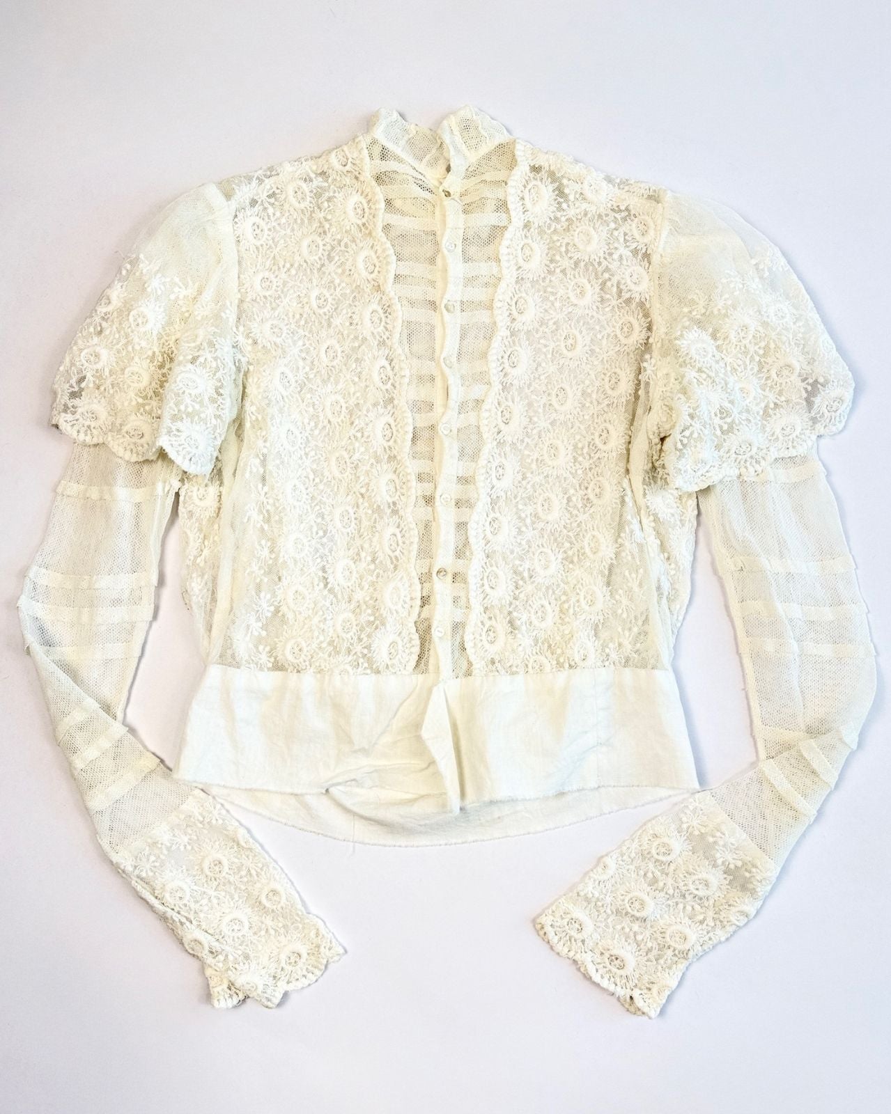 Edwardian White Mesh Lawn Top