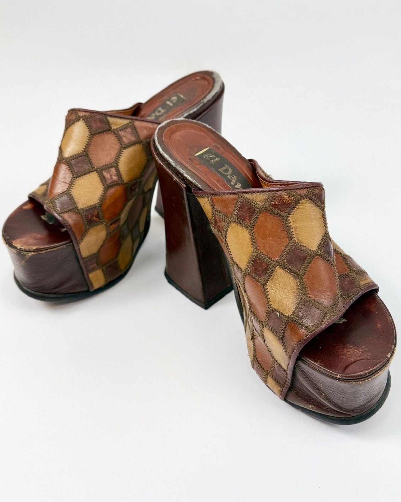 Brown Patchwork Platform Sandals