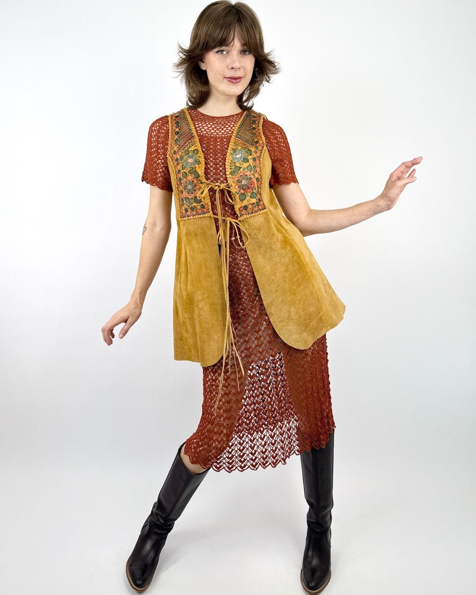 Sweet n' Suede Char Longline Vest