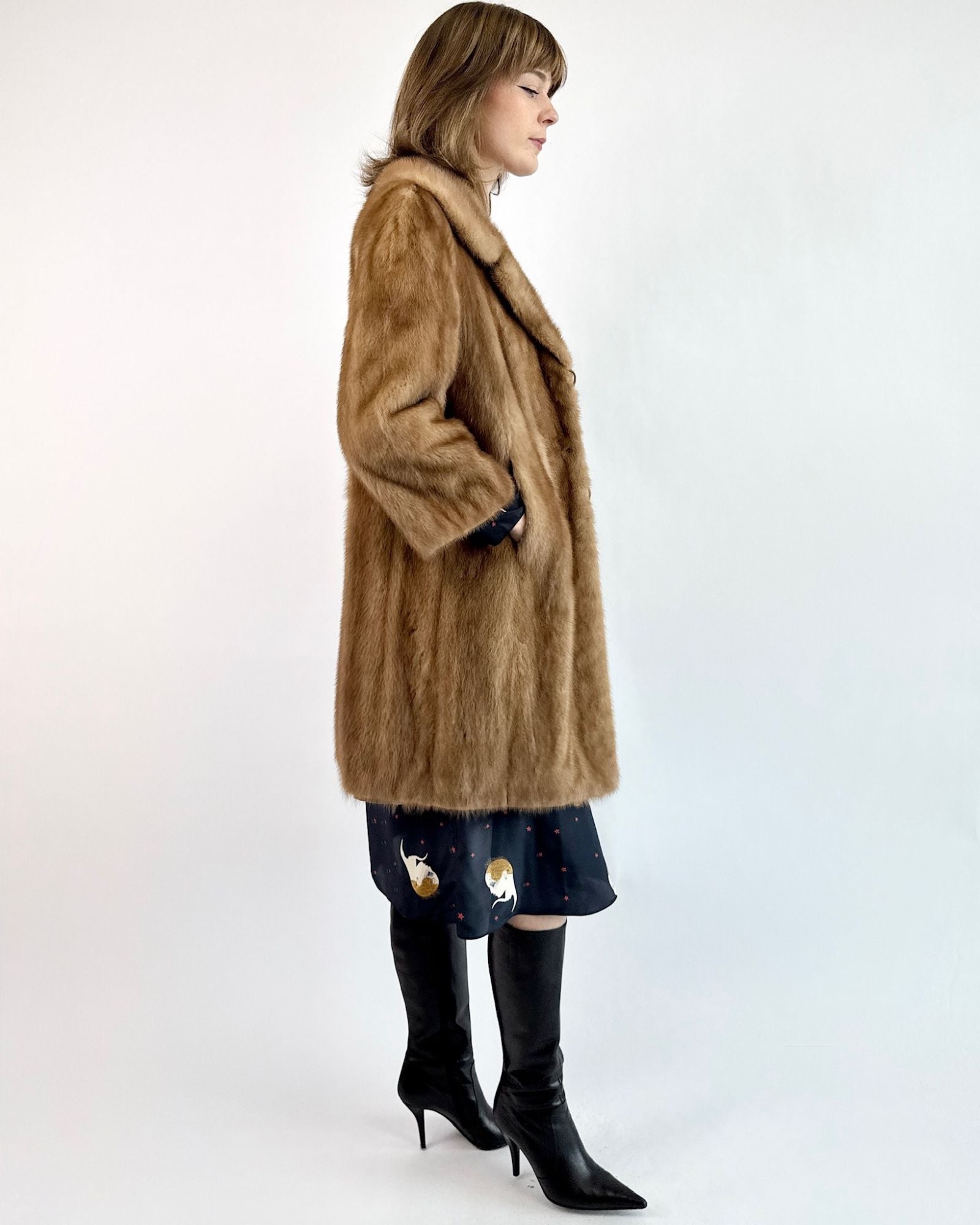 Scenic Drives Brown Mink Car Coat