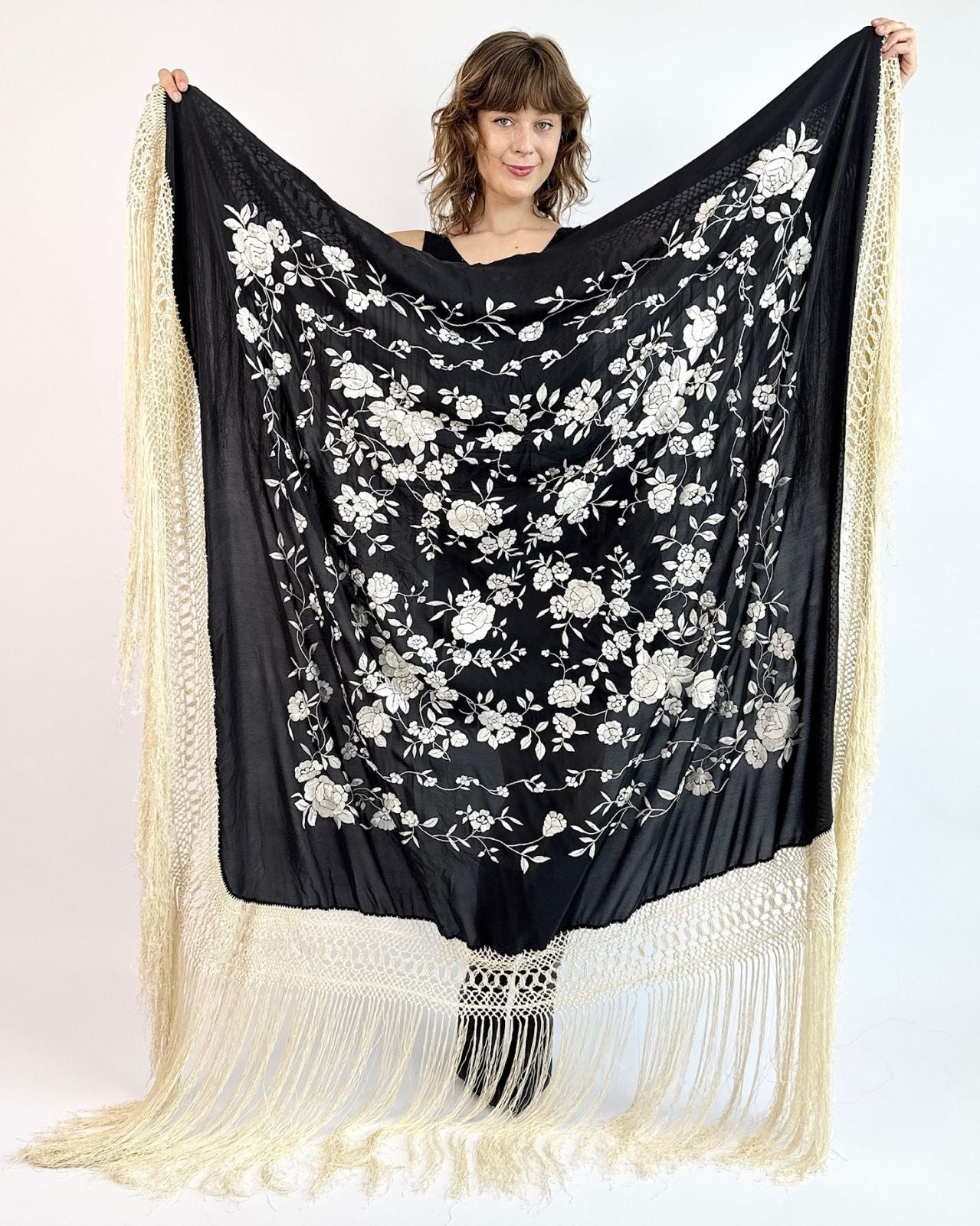 Moonstruck Garden Embroidered Piano Shawl