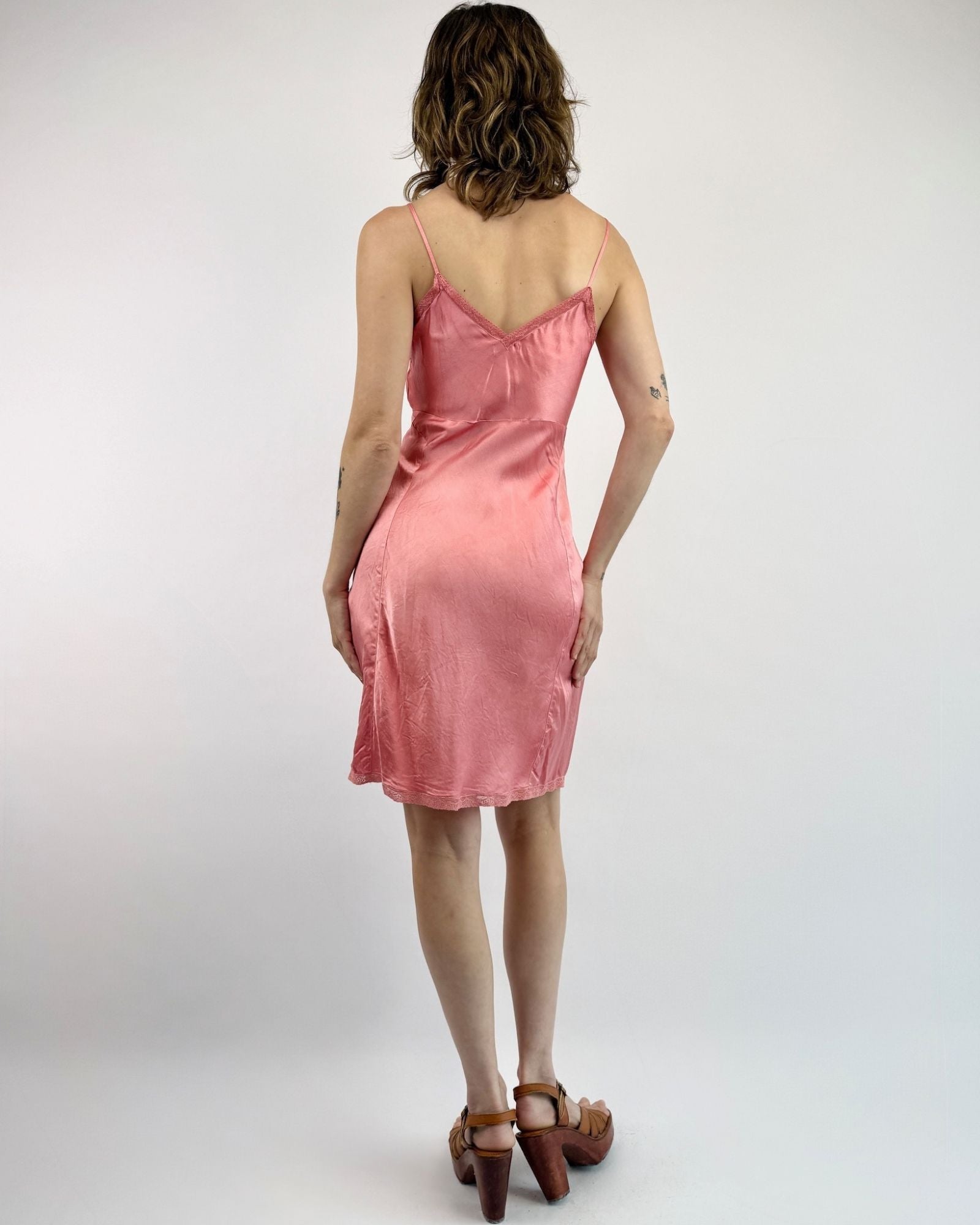 1940s One of Those Nights Silk Satin Slip Dress