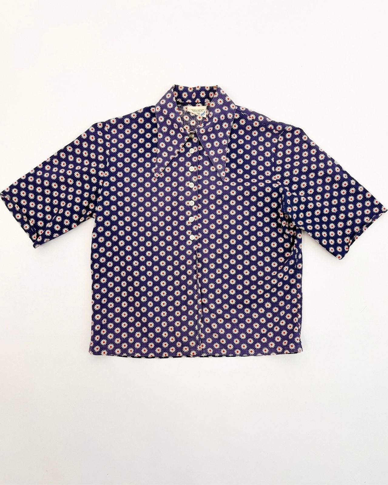 1940s Navy and White Daisy Blouse