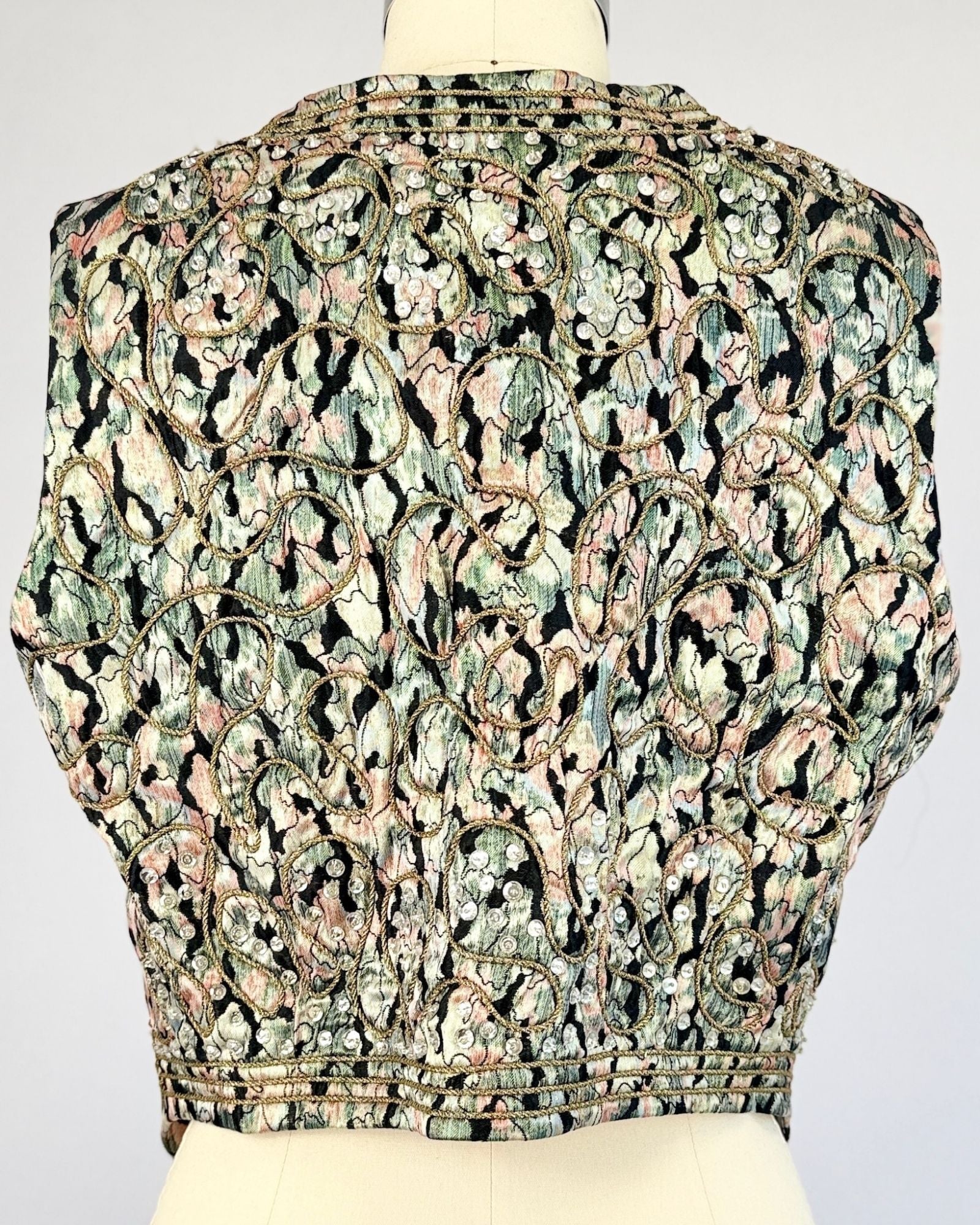 Beaded Brocade Metallic Vest