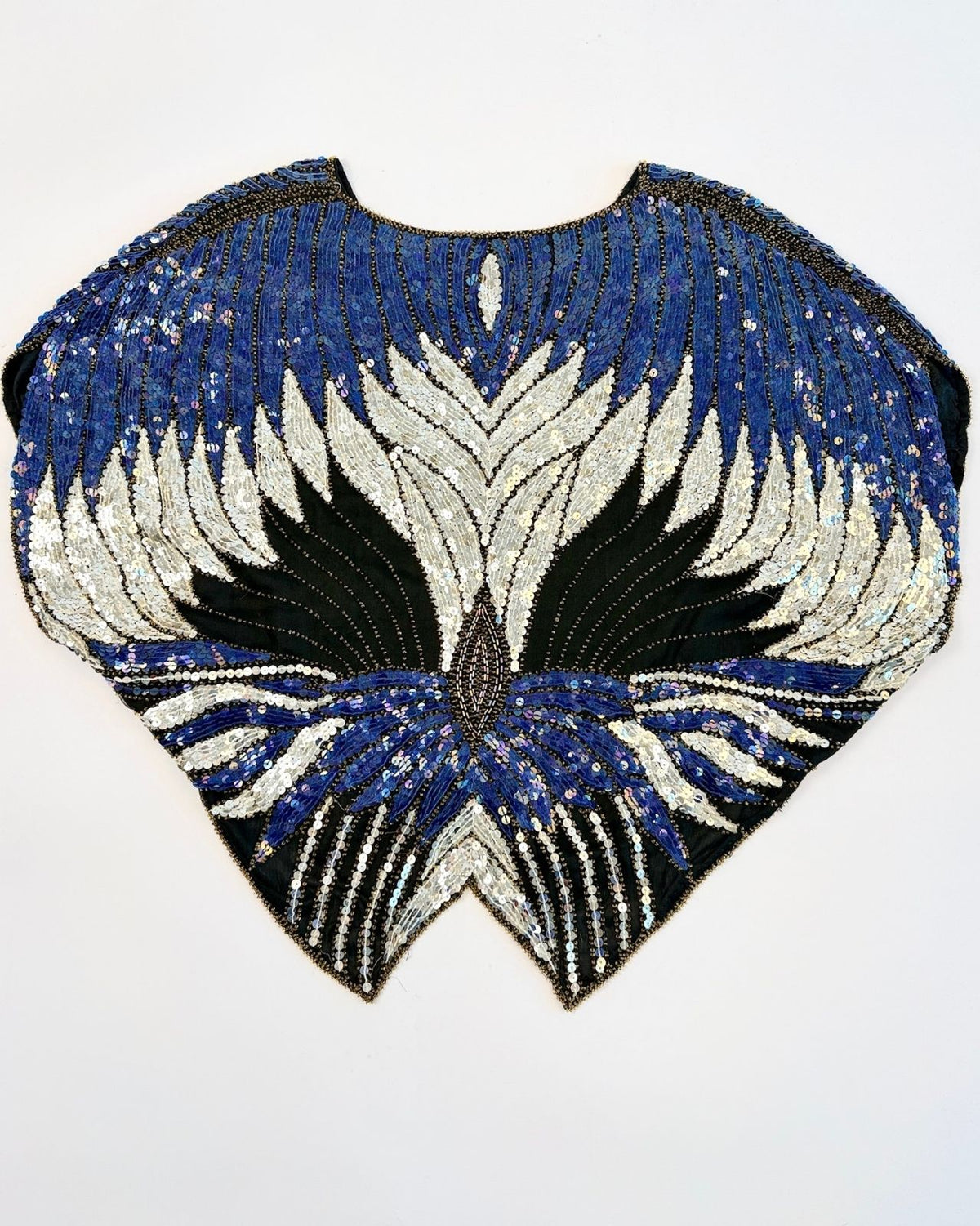 Silver and Blue Sequin Flower Top