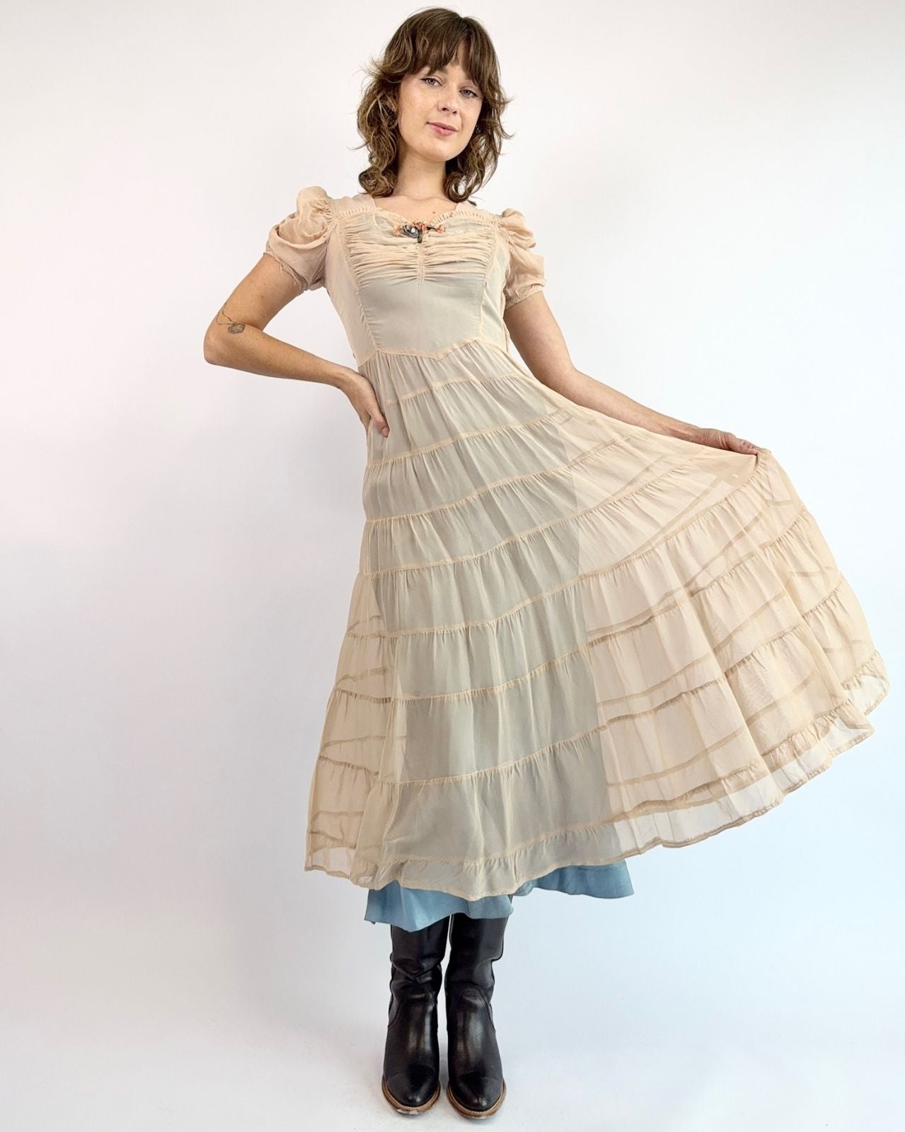 1930s Amoureux De Toi Chiffon Dress
