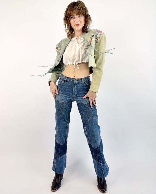 Raining Petals Suede Beaded Jacket