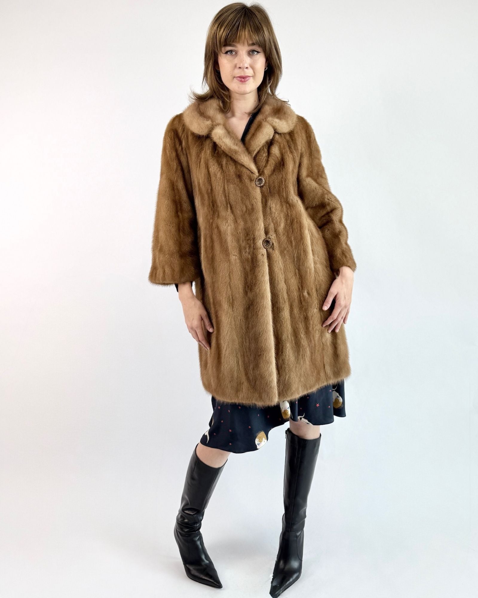 Scenic Drives Brown Mink Car Coat
