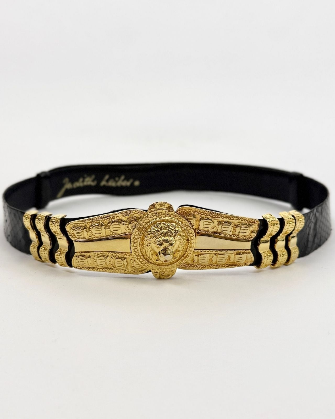 Judith Leiber Black and Gold Lion Belt