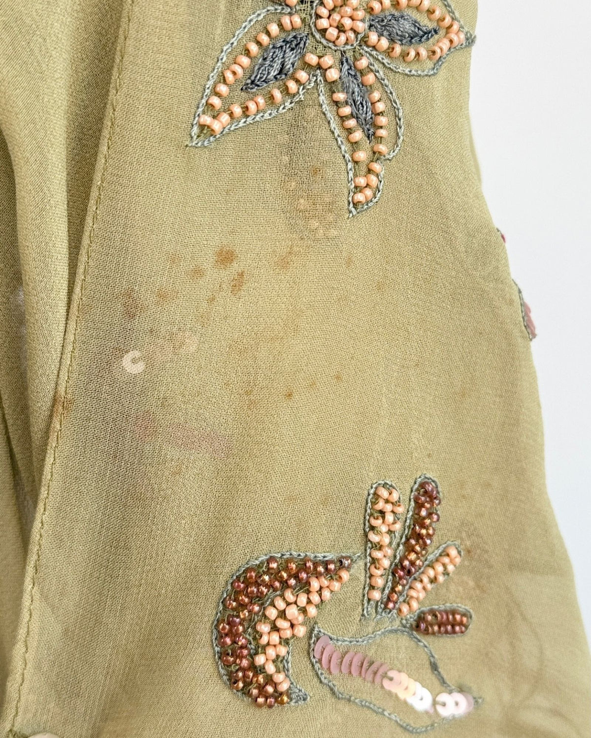 Pink and Sage Beaded Blouse