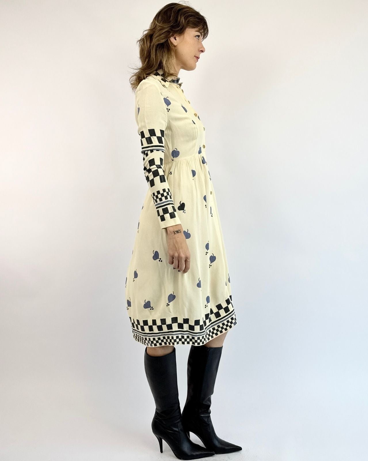 Ossie Clark Style In Spades Crepe Dress