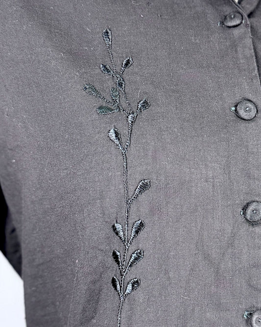 Black Edwardian Embroidered Blouse