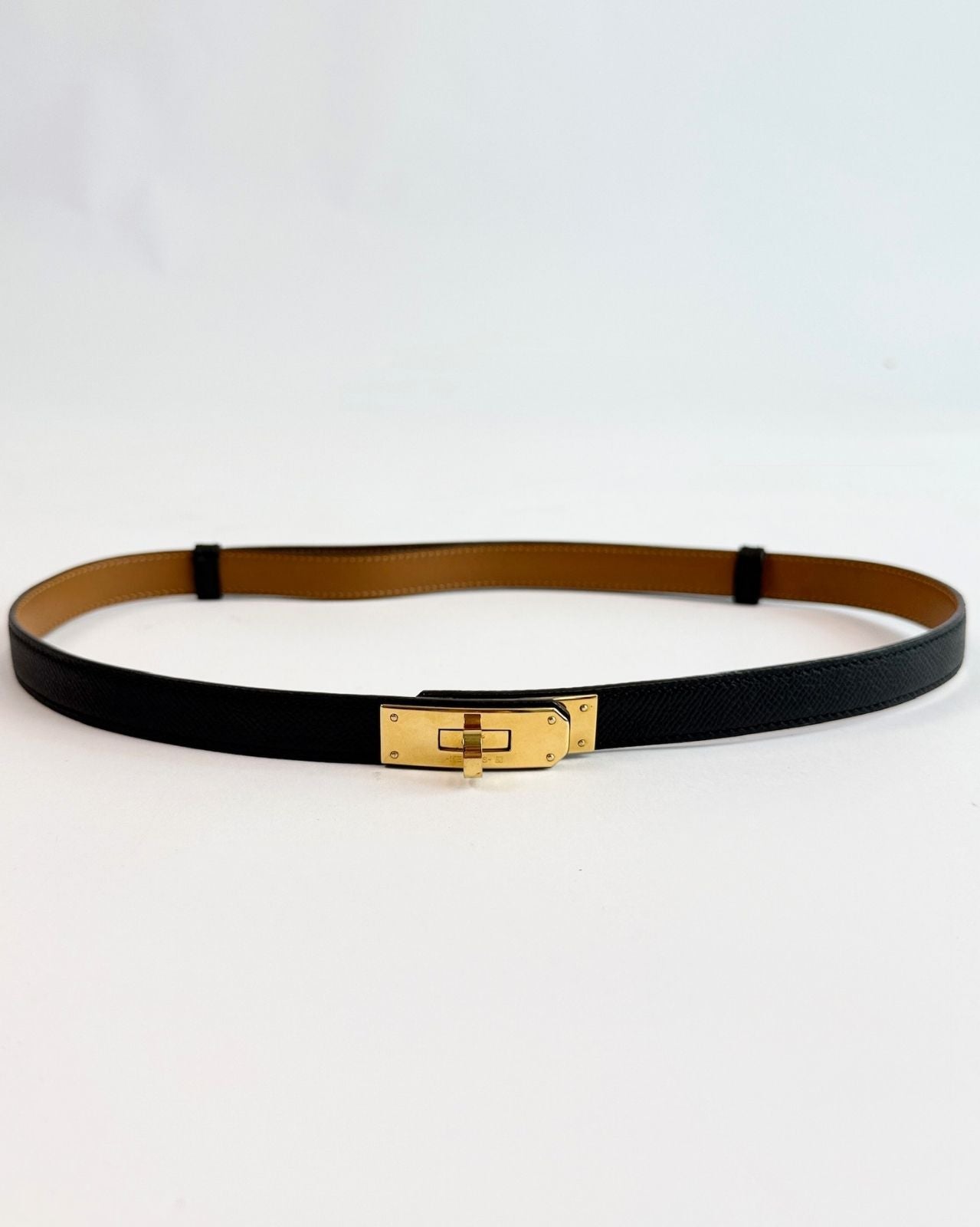 Hermès Black Thin Leather Belt