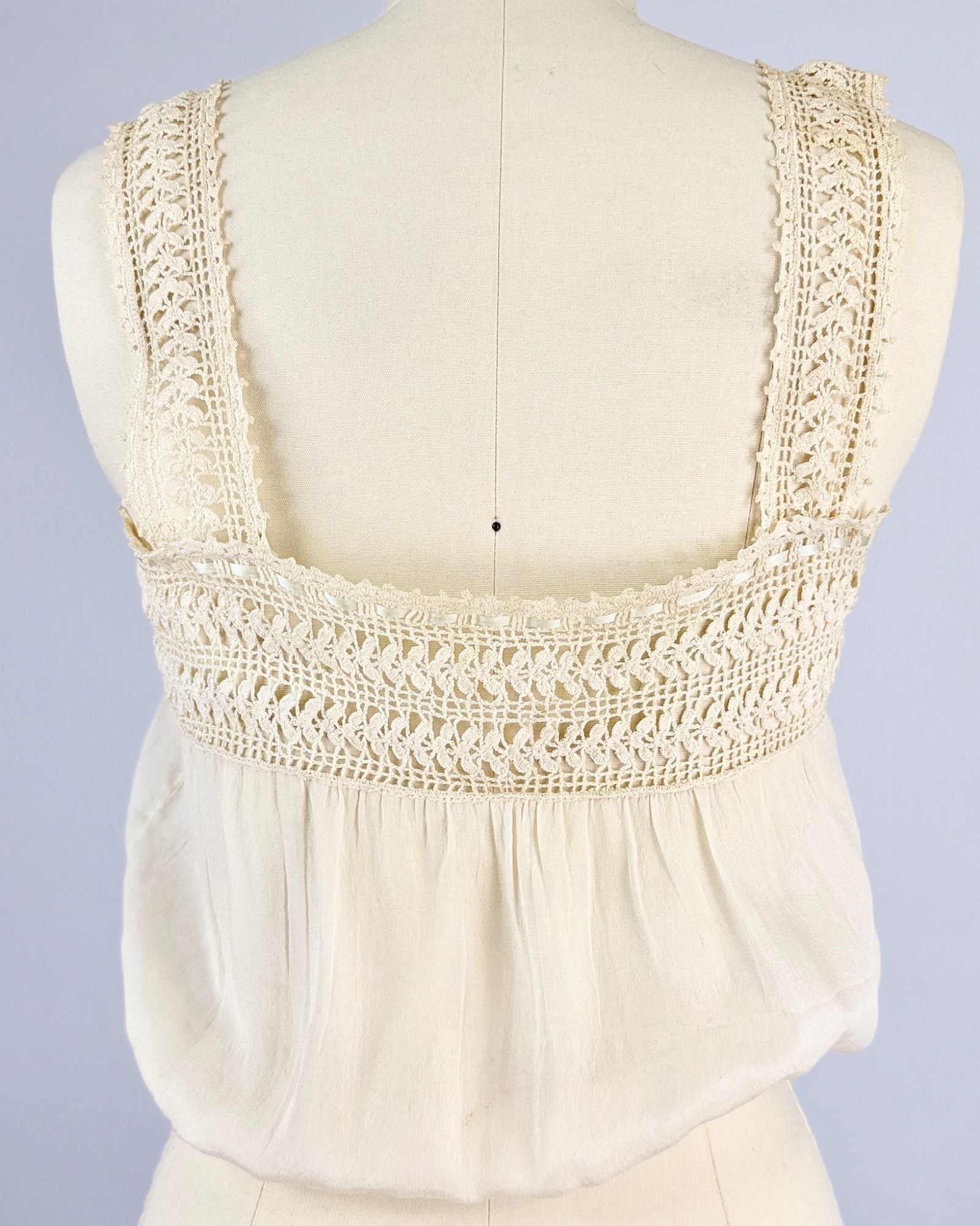 Cream Silk Crochet Corset Cover