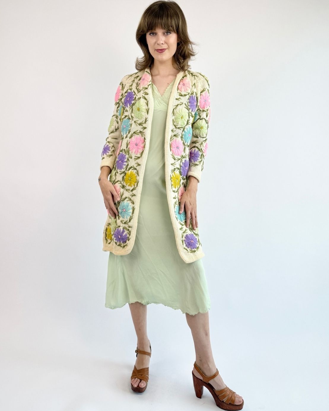 60s Sweet As Spring Embroidered Cardigan