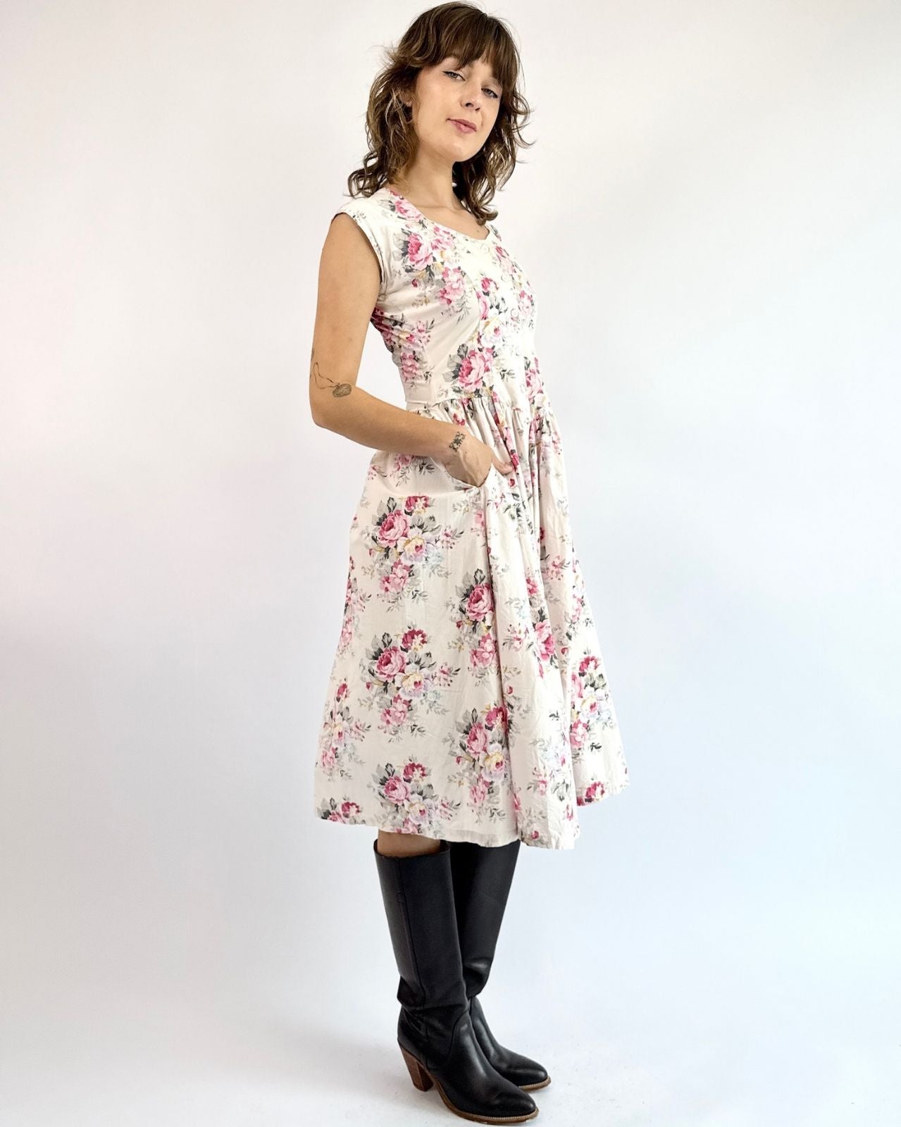 1990s Tea for Two Floral Dress