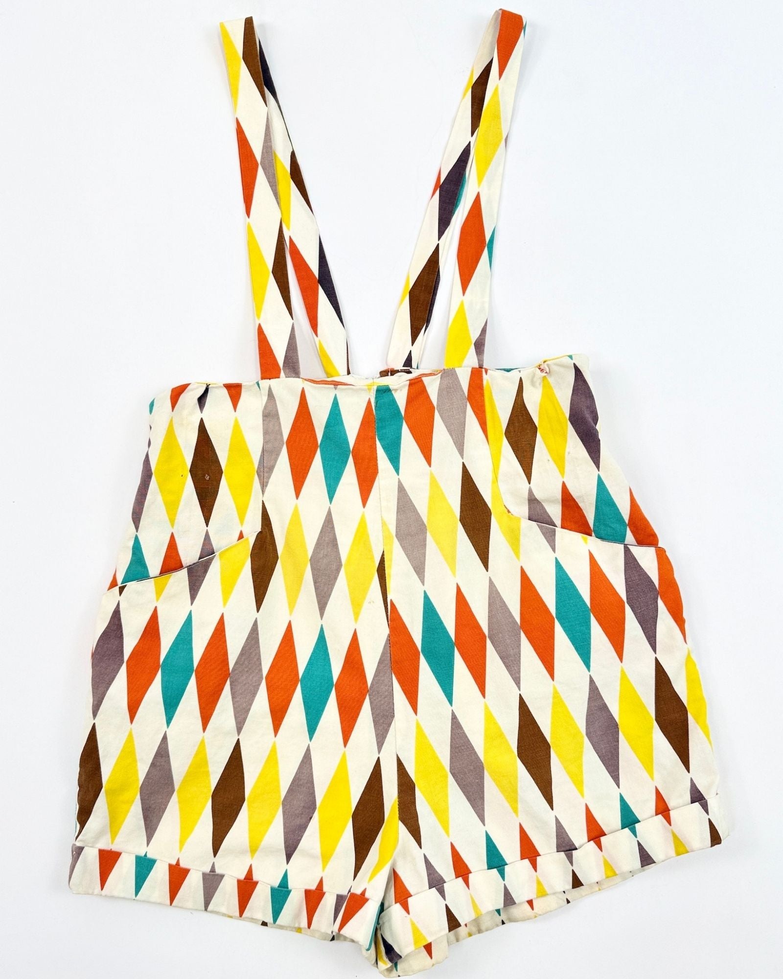 Colorful Harlequin Cotton Romper