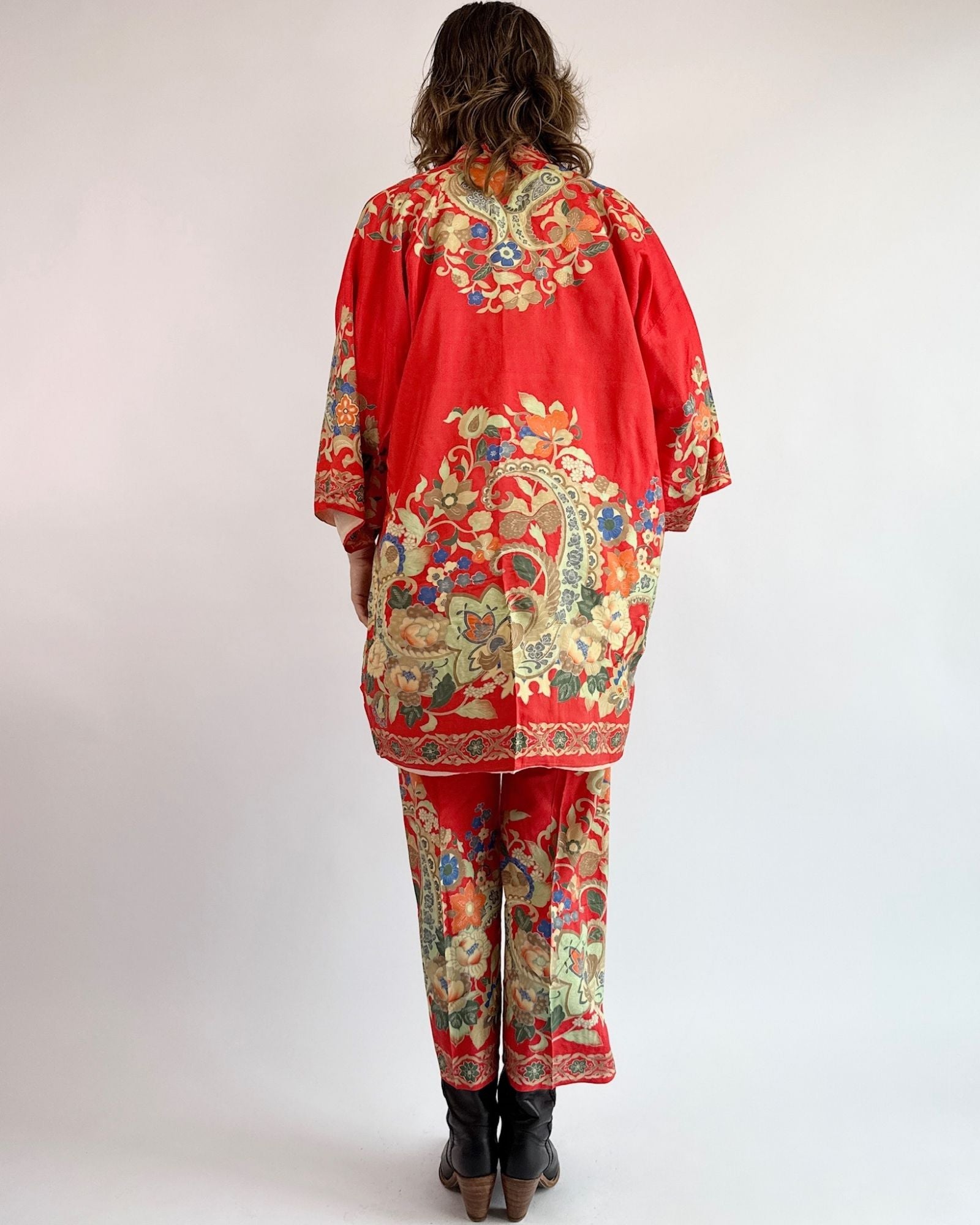 1930s Fallen Florals Pongee Silk Set