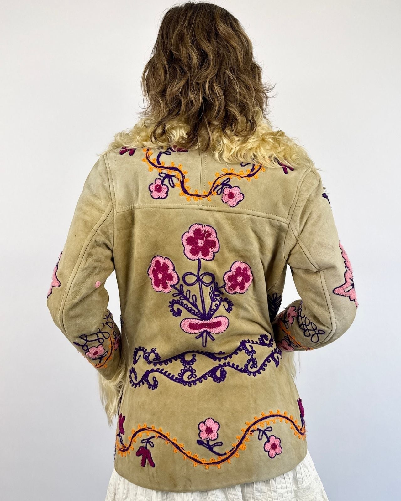 Penny Lane In Love Embroidered Afghan Shearling Coat