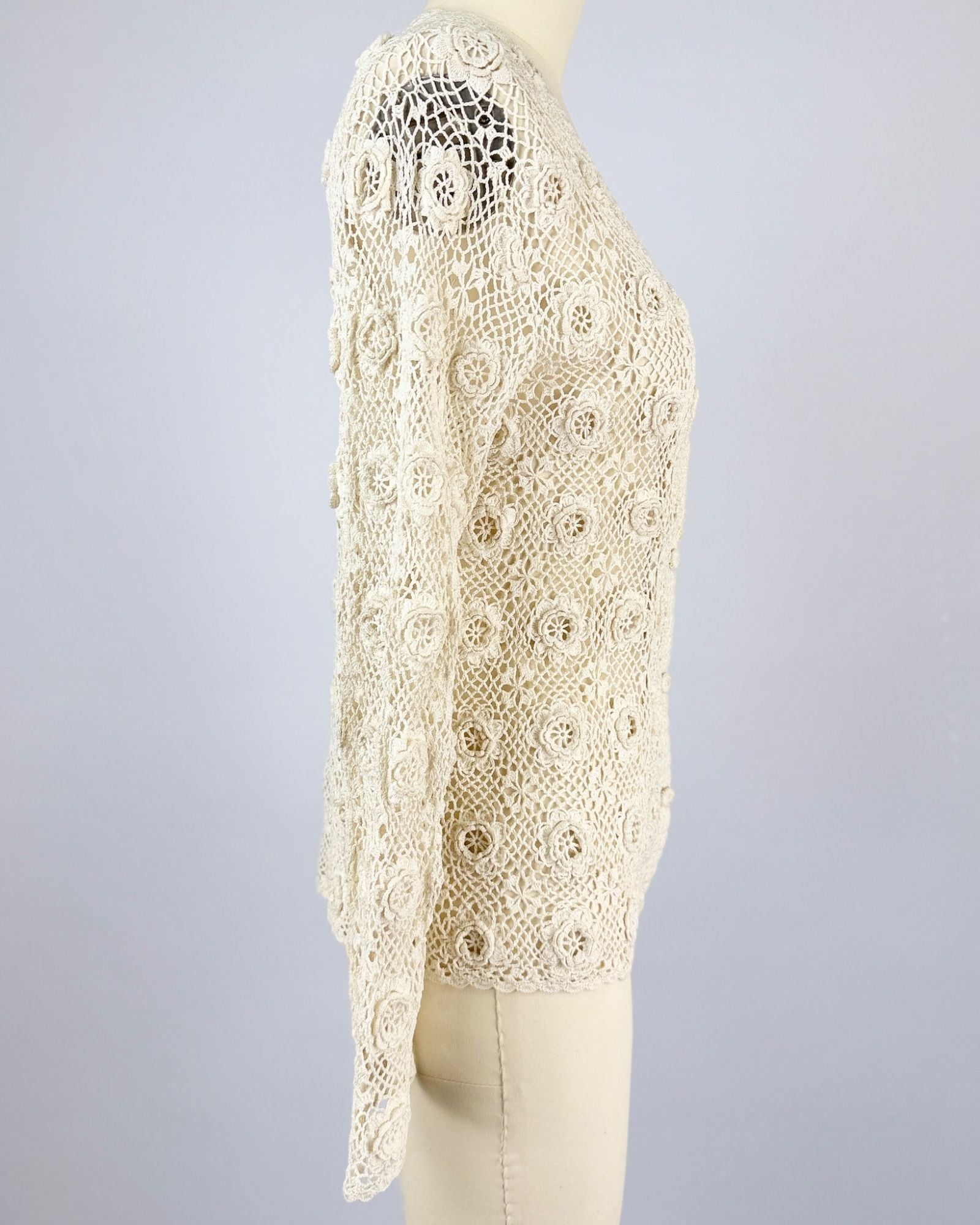 Cream Crochet Cardigan