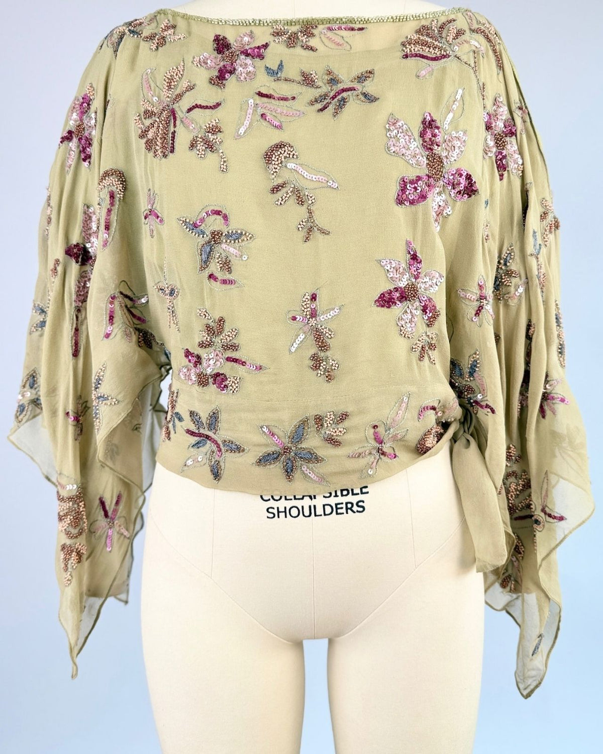 Pink and Sage Beaded Blouse