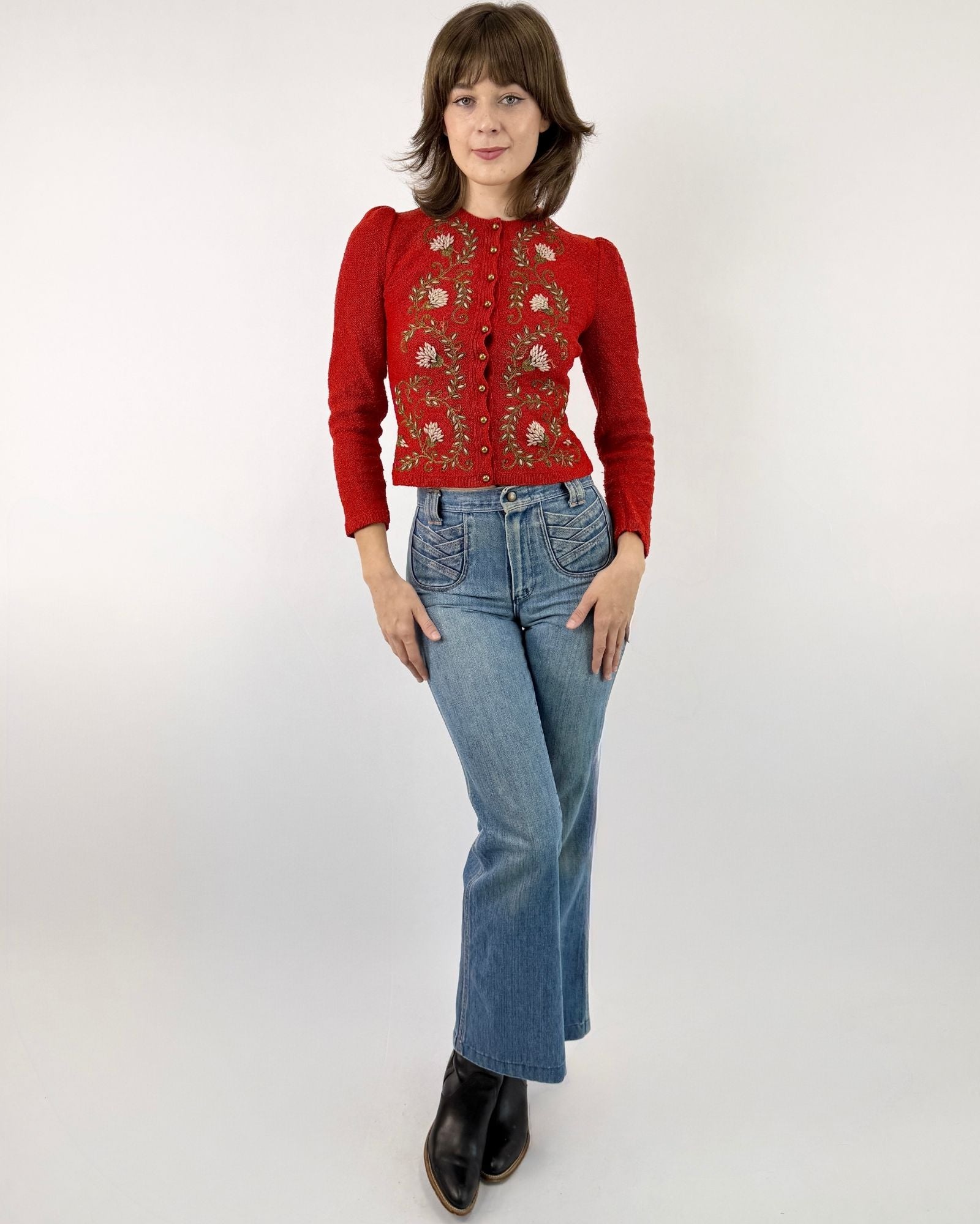 40s Wish Upon Holly Beaded Cardigan